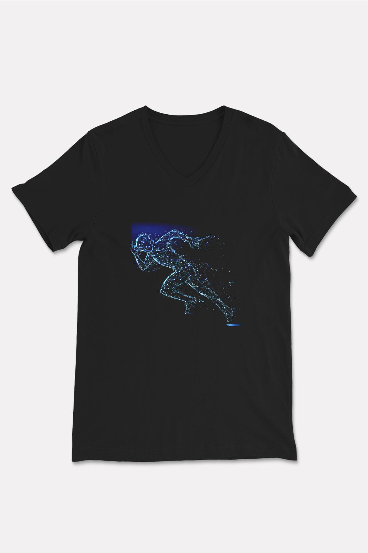 Atletizm - Athletics Baskılı Unisex Siyah V Yaka Tişört