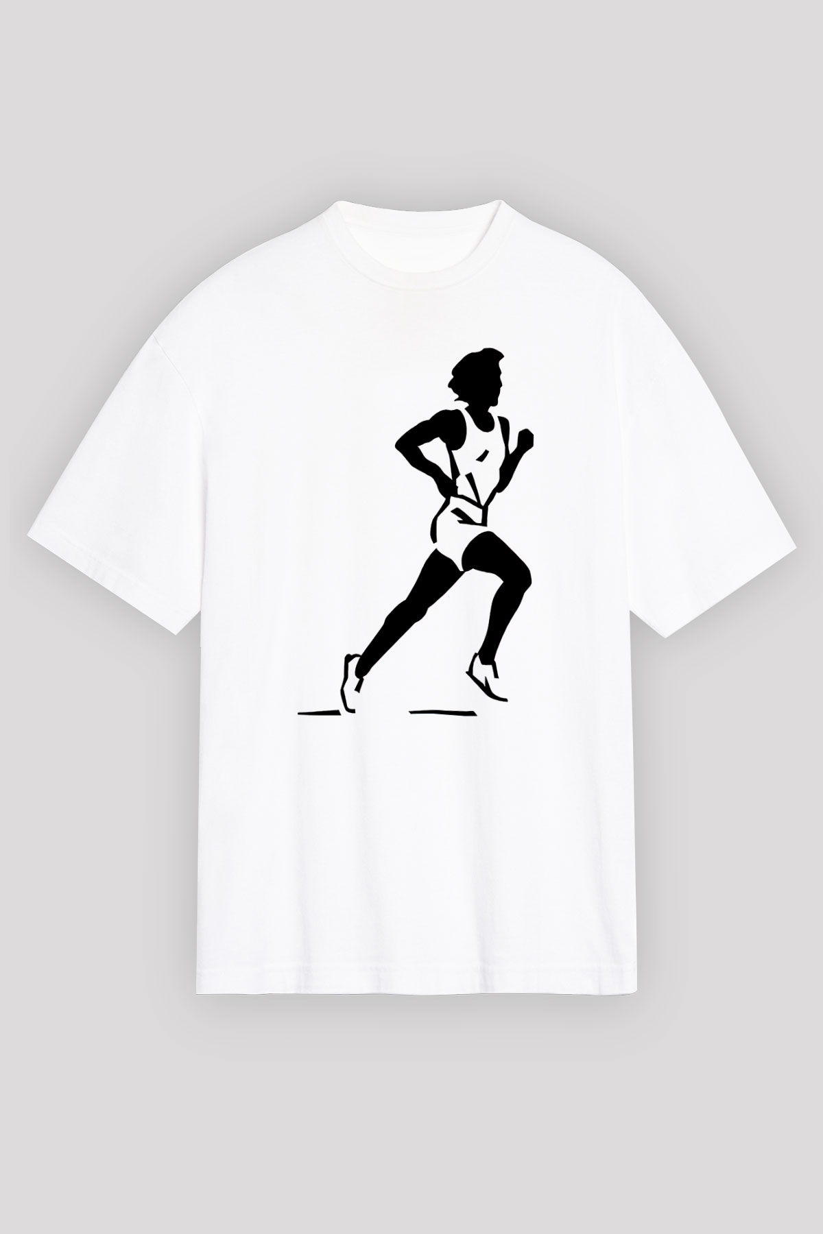Atletizm Baskılı Unisex Beyaz Oversize Tişört - Tshirt