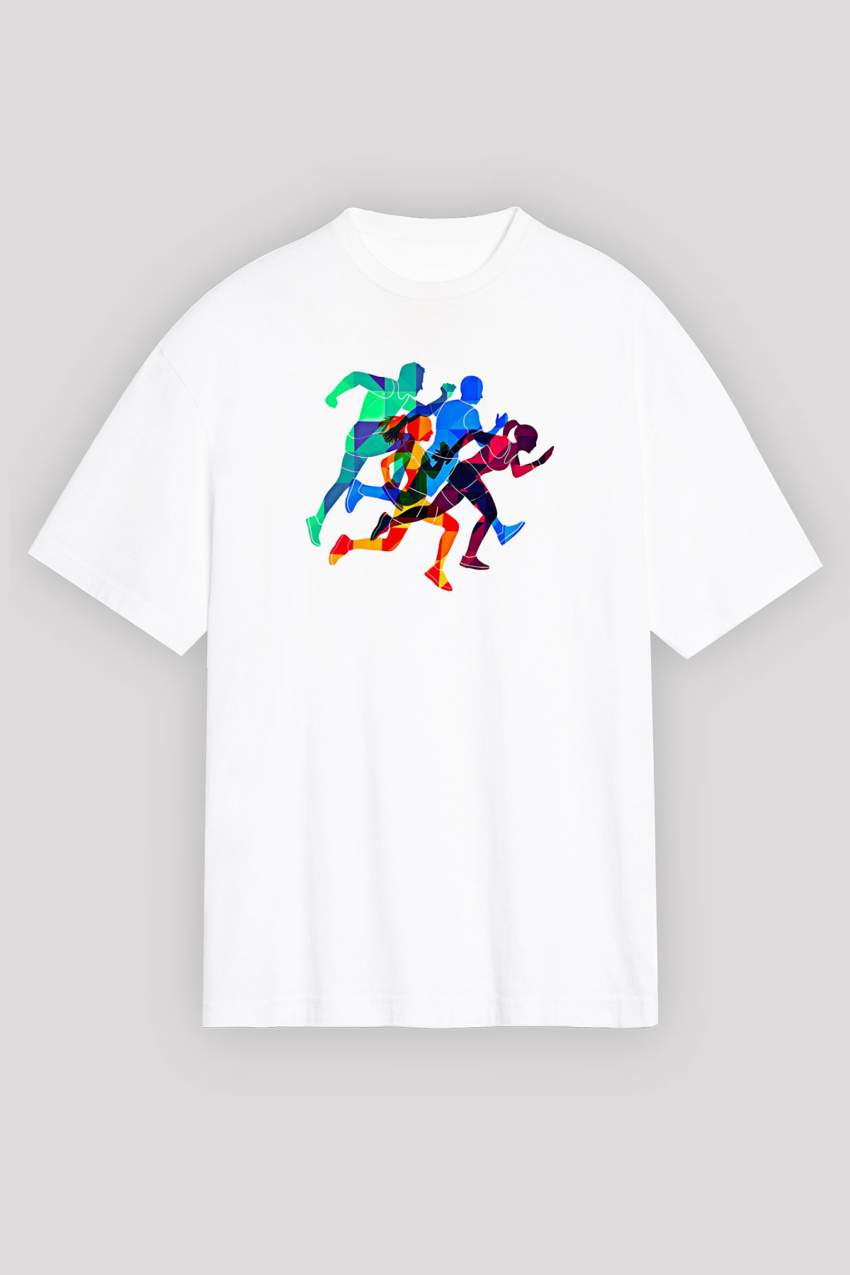 Atletizm Baskılı Unisex Beyaz Oversize Tişört - Tshirt