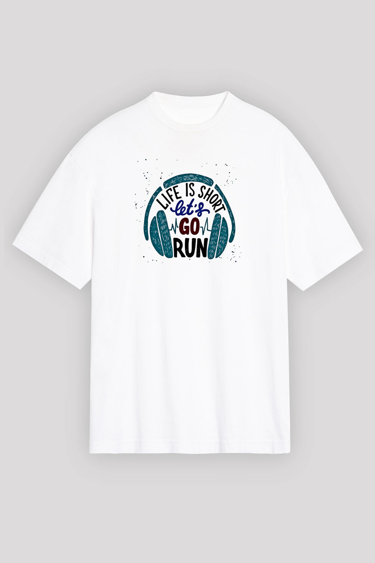 Atletizm Baskılı Unisex Beyaz Oversize Tişört - Tshirt