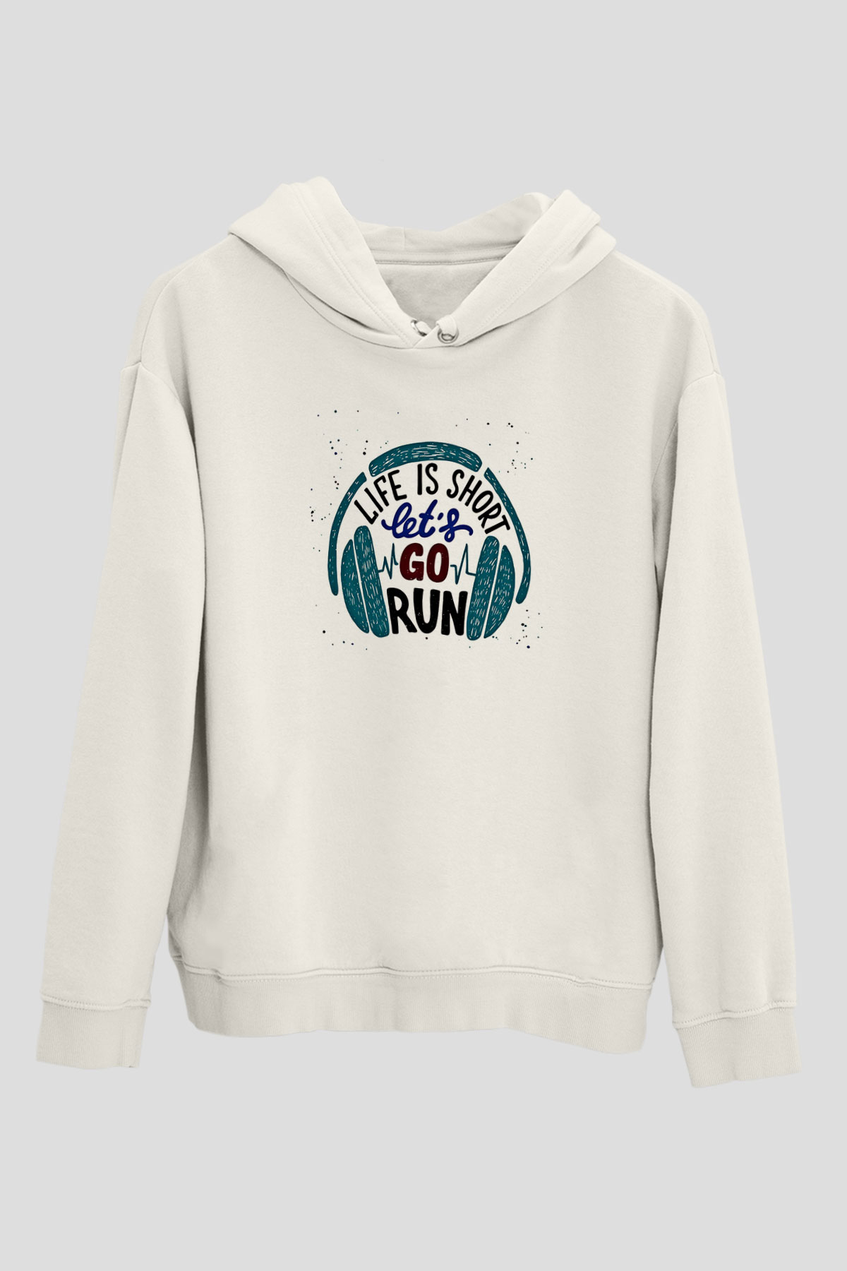Atletizm Baskılı Unisex Ekru Hoodie