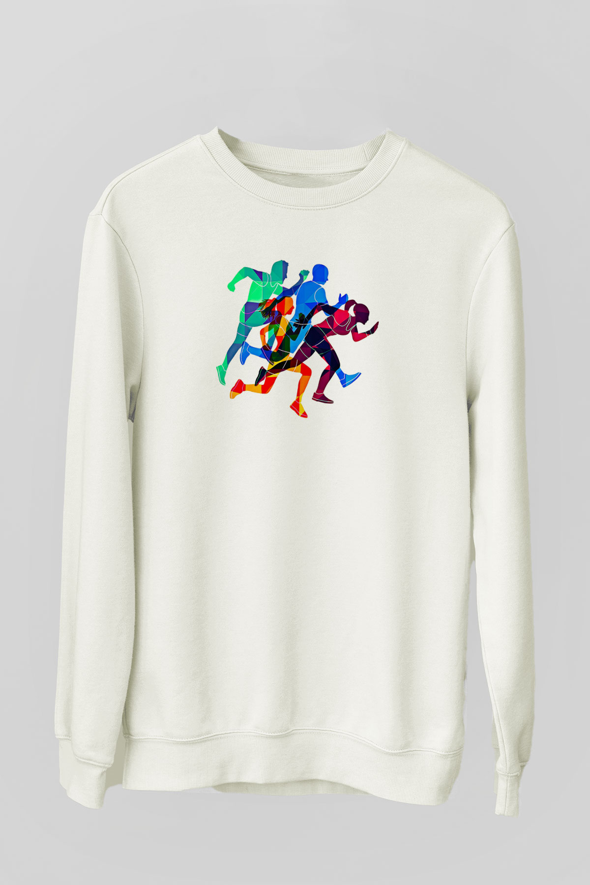 Atletizm Baskılı Unisex Ekru Sweatshirt