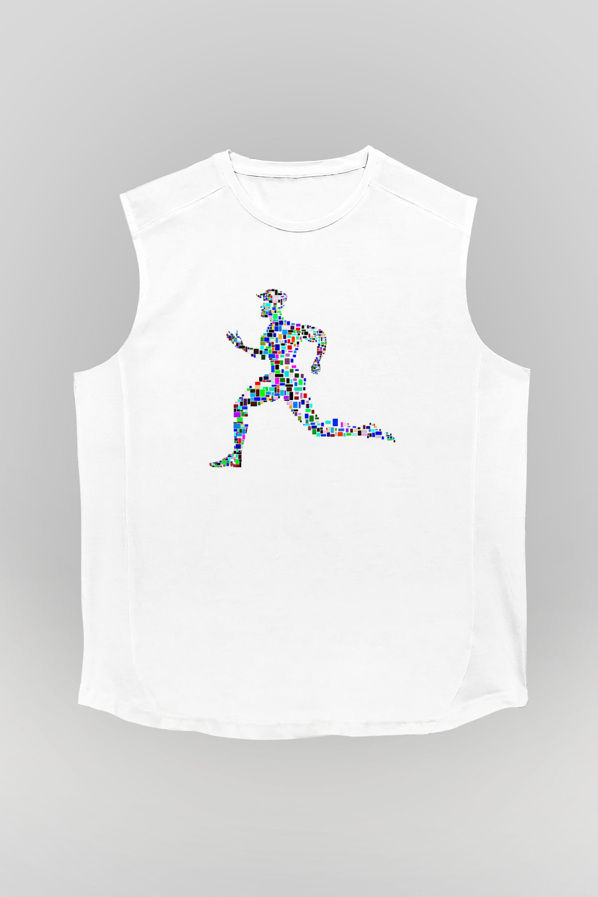 Atletizm Baskılı Unisex Kolsuz Beyaz Tişört