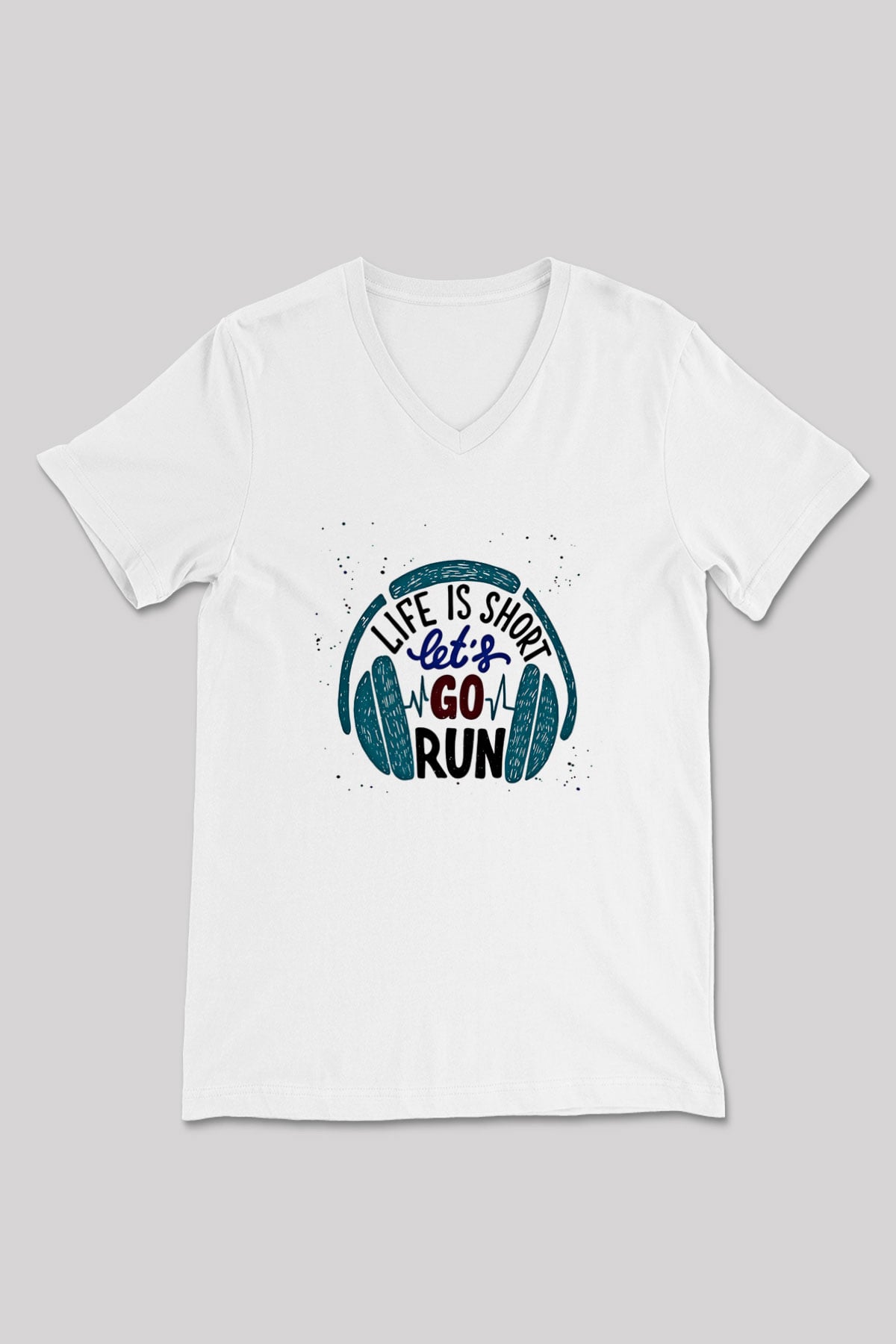 Atletizm Baskılı Unisex V Yaka Tişört - Tshirt