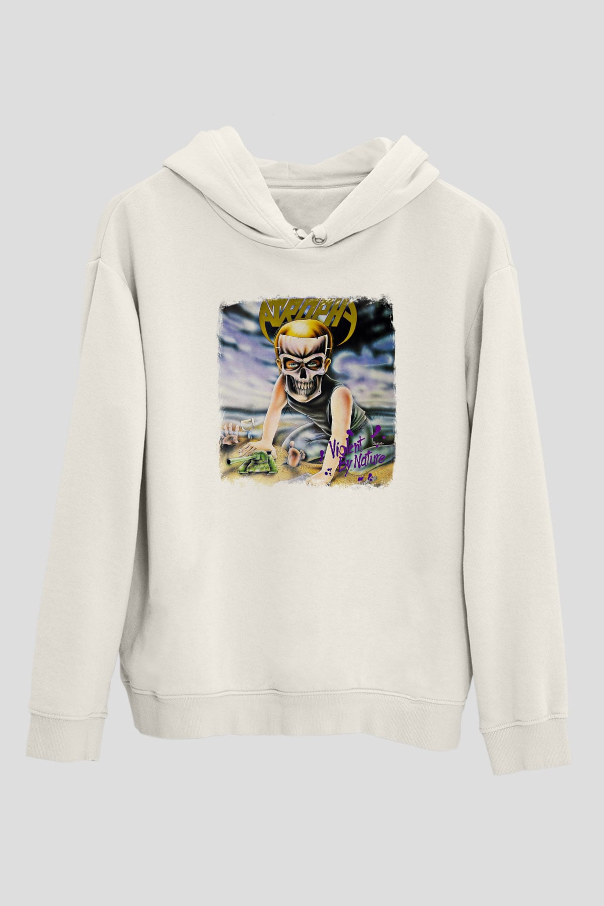 Atrophy Baskılı Unisex Beyaz Hoodie