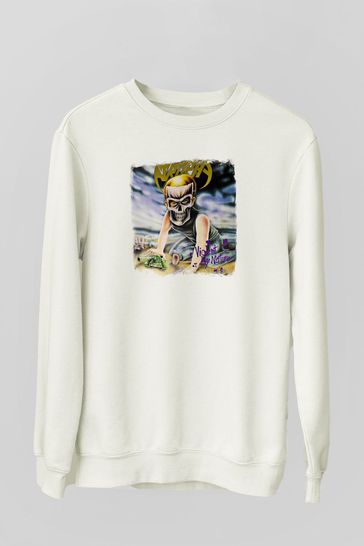 Atrophy Baskılı Unisex Beyaz Sweatshirt