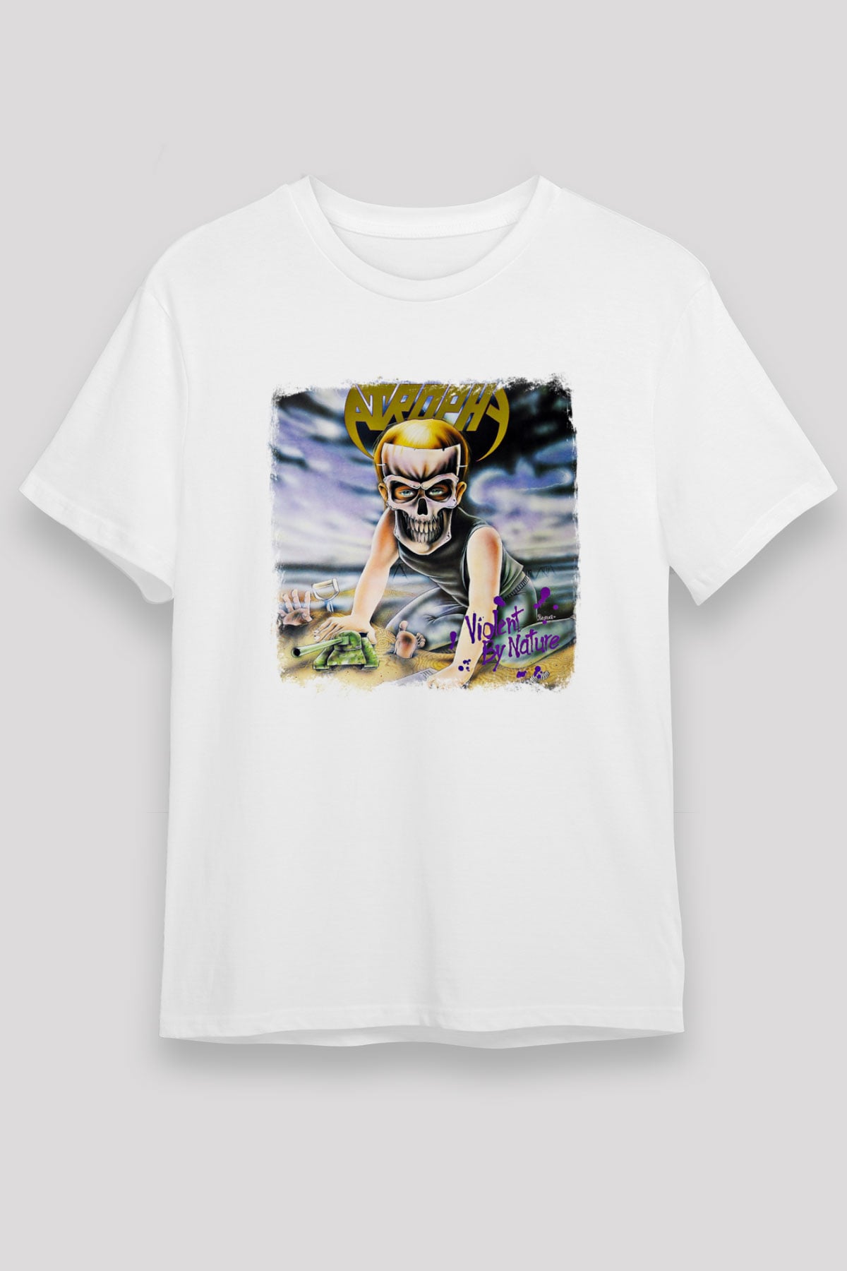 Atrophy Baskılı Unisex Beyaz Tişört
