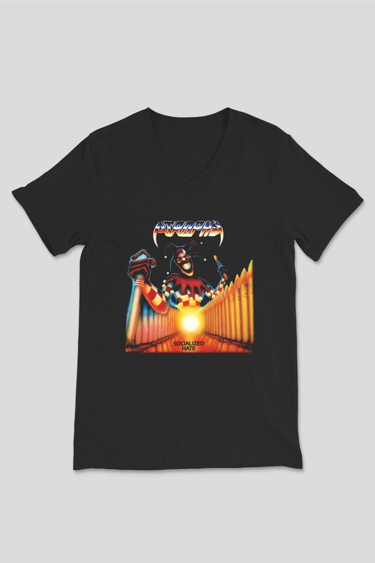 Atrophy Siyah Unisex V Yaka Tişört T-Shirt