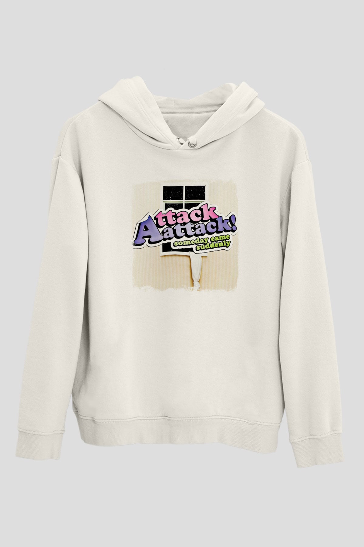 Attack Attack! Baskılı Unisex Beyaz Hoodie