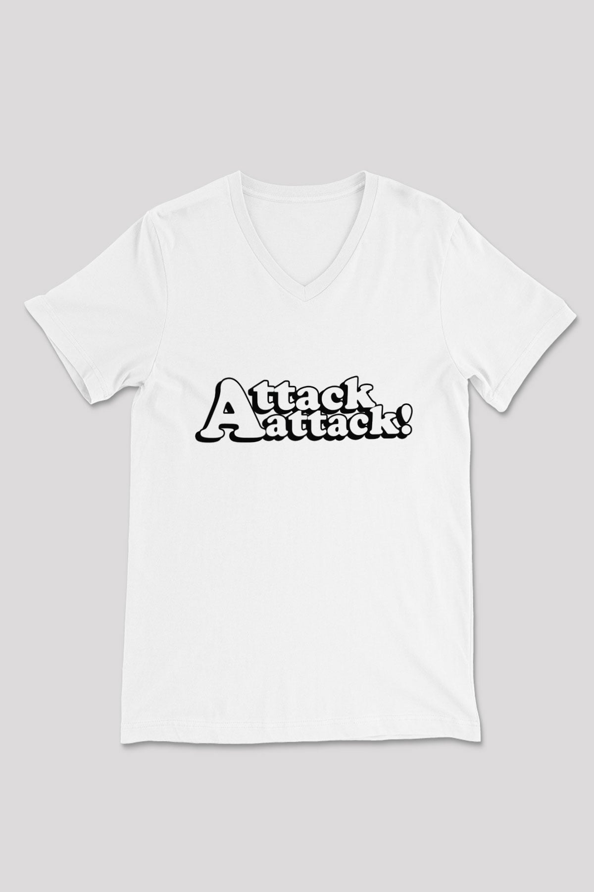Attack Attack Beyaz Unisex V Yaka Tişört T-Shirt