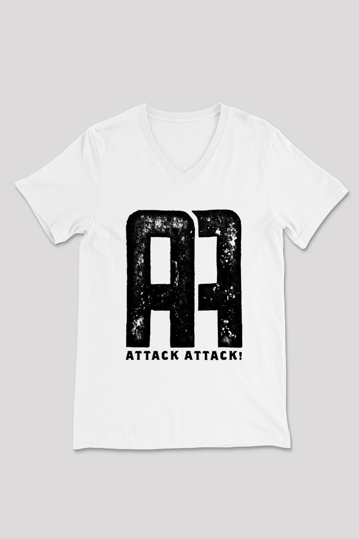 Attack Attack Beyaz Unisex V Yaka Tişört