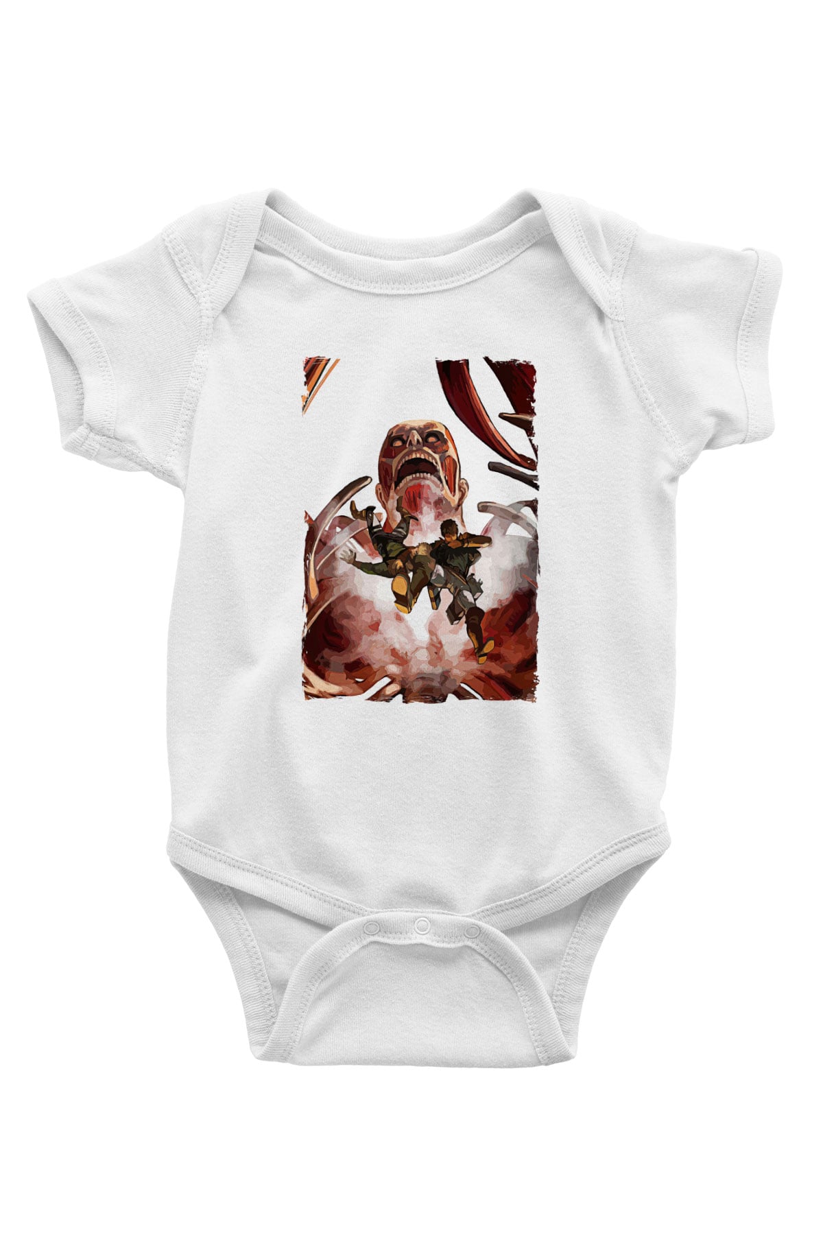 Attack On Titan Baskılı Beyaz Unisex Bebek Body - Zıbın