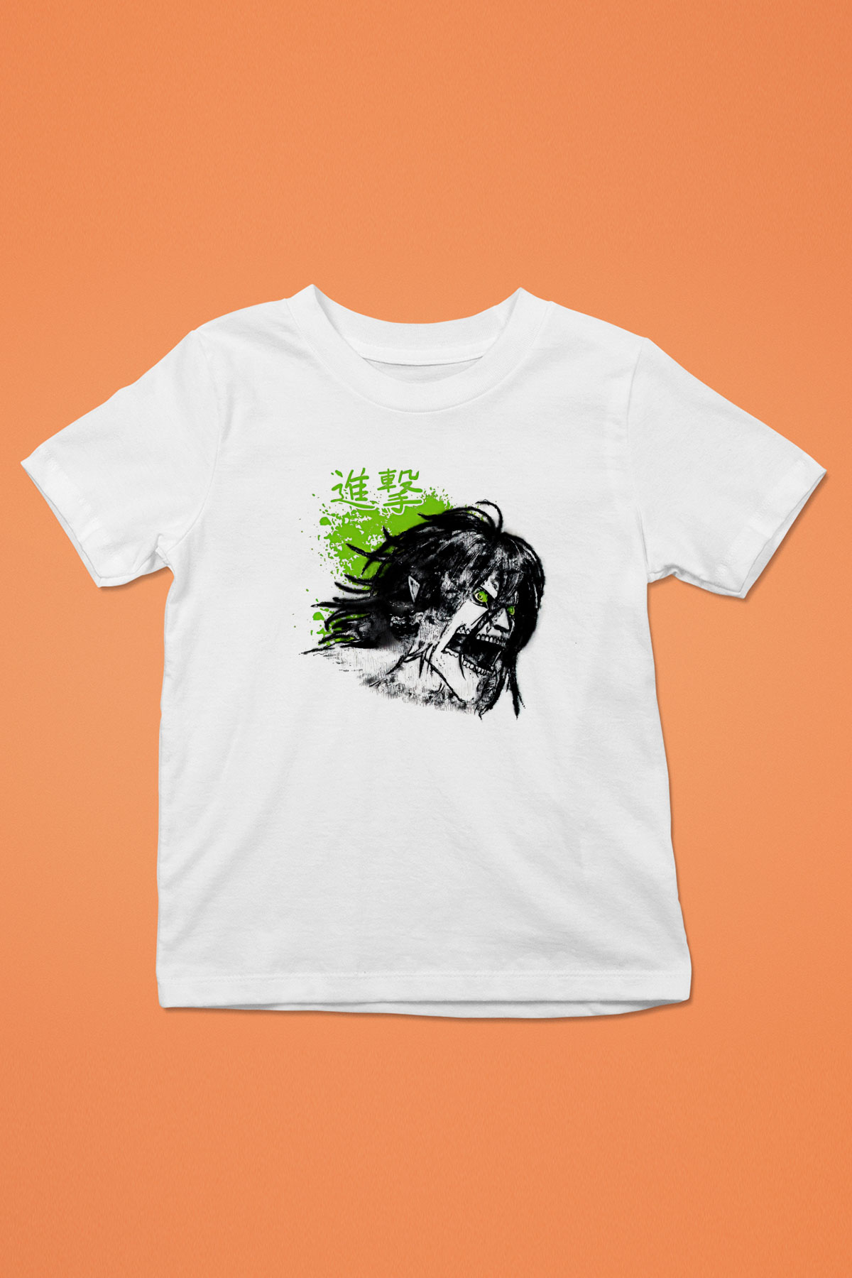Attack On Titan Baskılı Beyaz Unisex Beyaz Çocuk Tişört - Tshirt