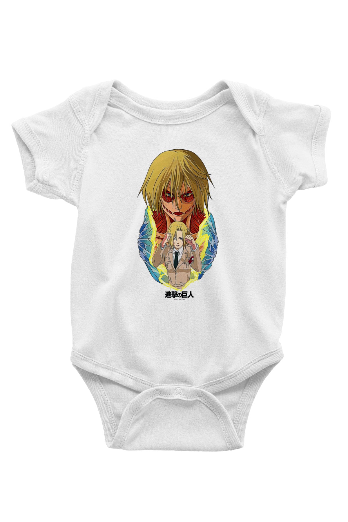 Attack On Titan Baskılı Beyaz Unisex Bebek Body - Zıbın