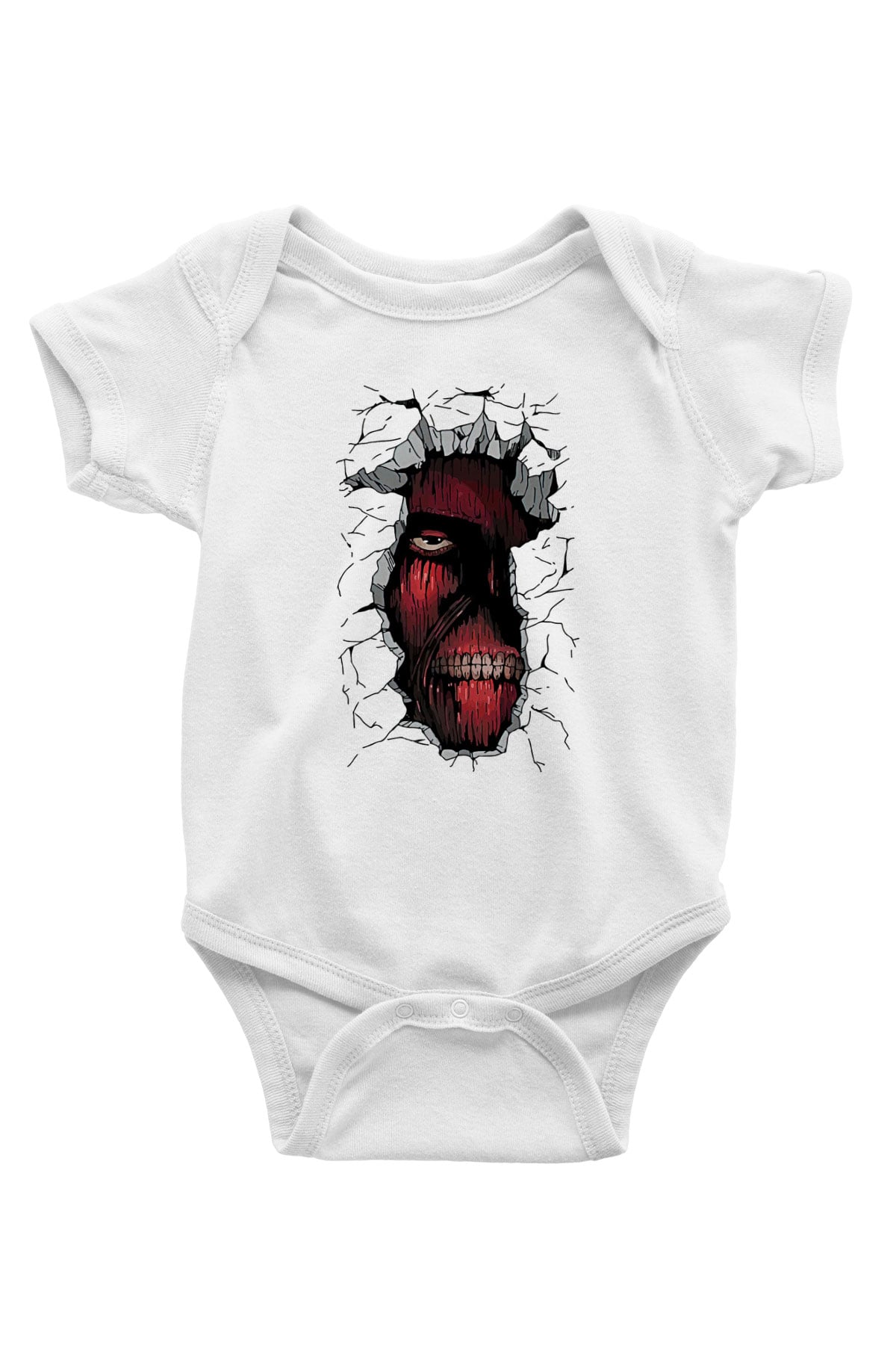 Attack On Titan Baskılı Beyaz Unisex Bebek Body - Zıbın