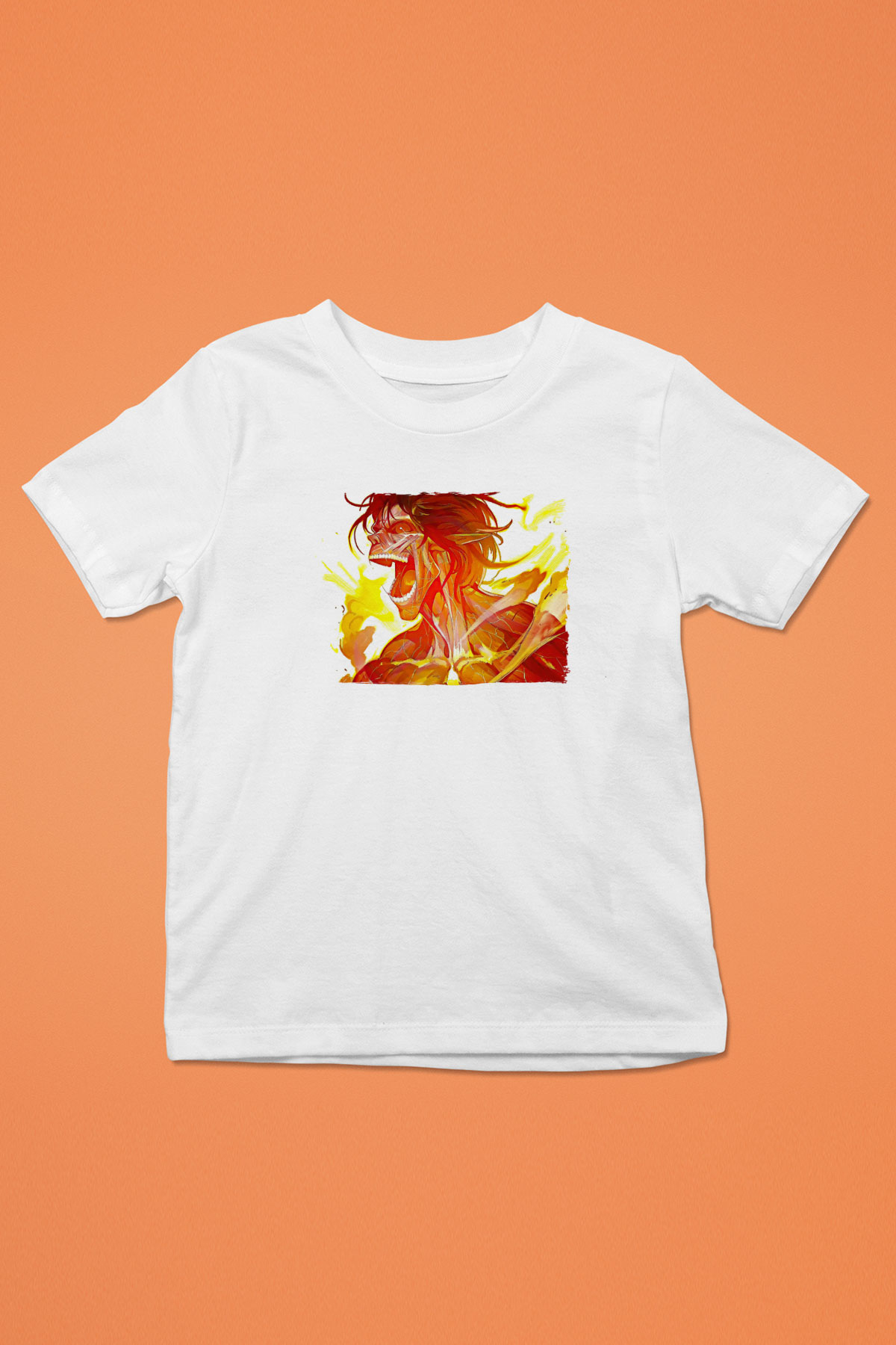 Attack On Titan Baskılı Beyaz Unisex Beyaz Çocuk Tişört - Tshirt