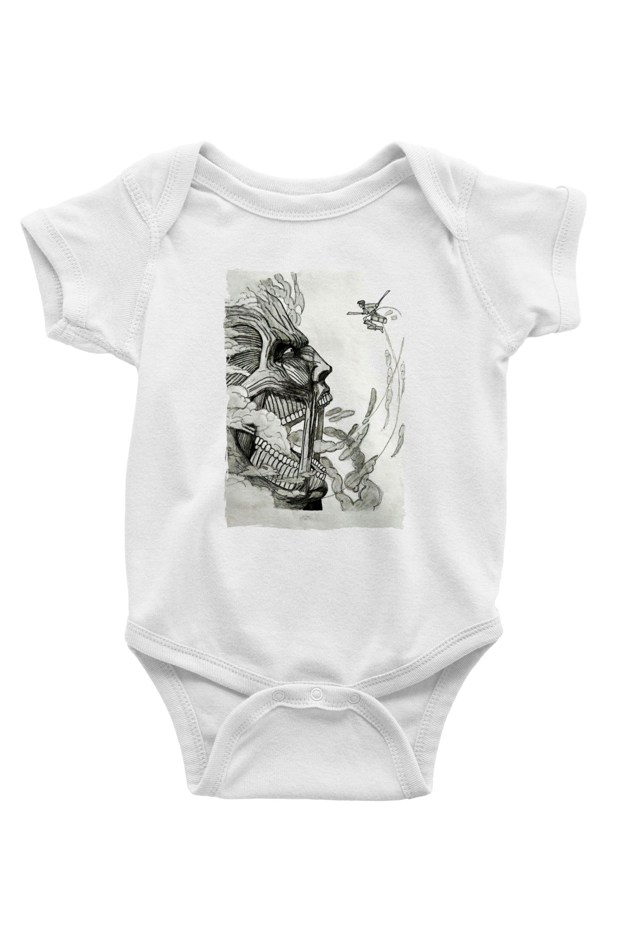 Attack On Titan Baskılı Beyaz Unisex Bebek Body - Zıbın