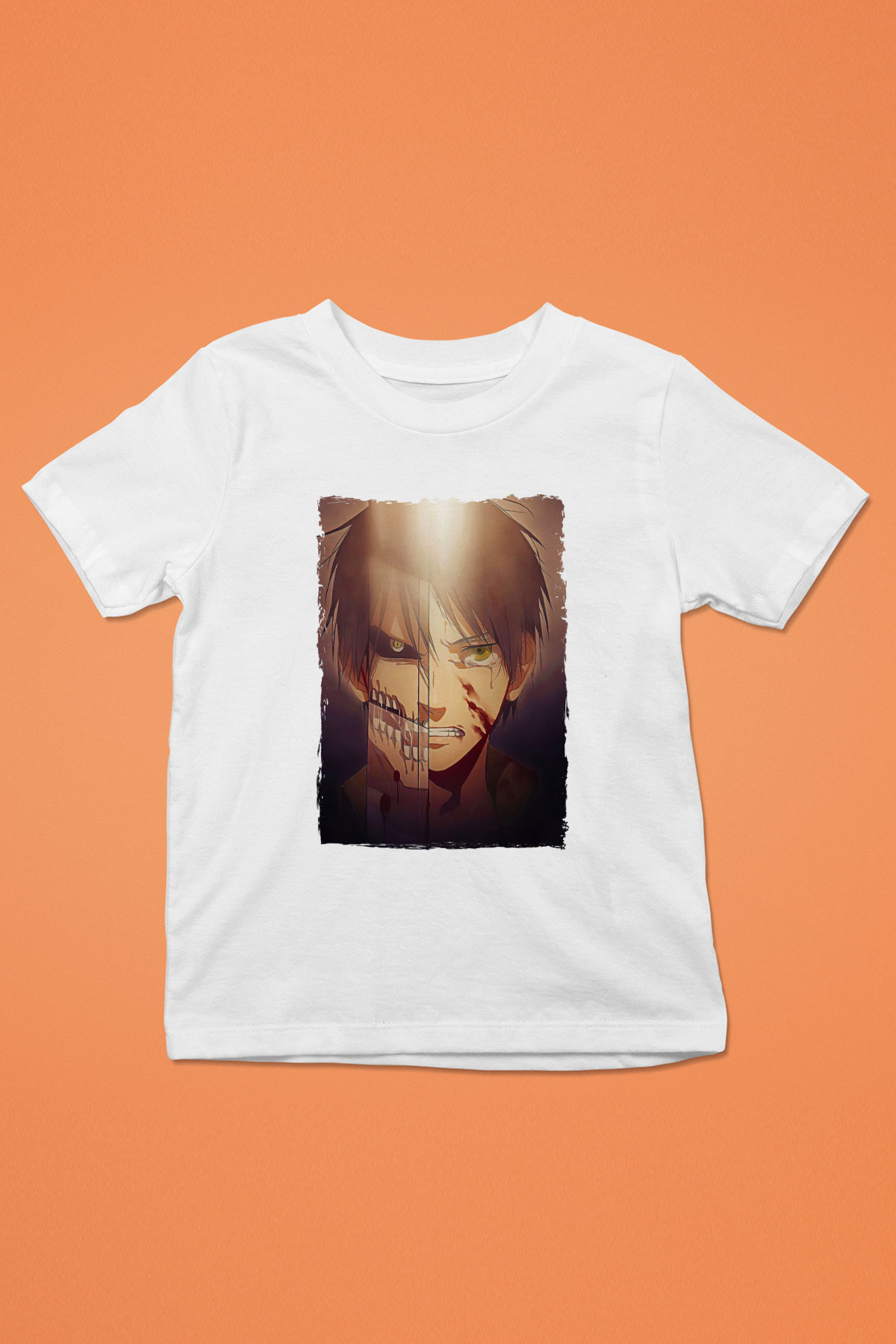 Attack On Titan Baskılı Beyaz Unisex Beyaz Çocuk Tişört - Tshirt