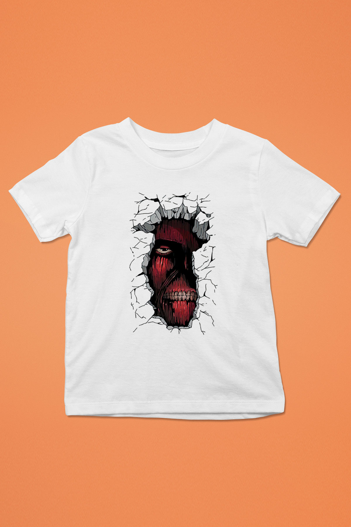 Attack On Titan Baskılı Beyaz Unisex Beyaz Çocuk Tişört - Tshirt
