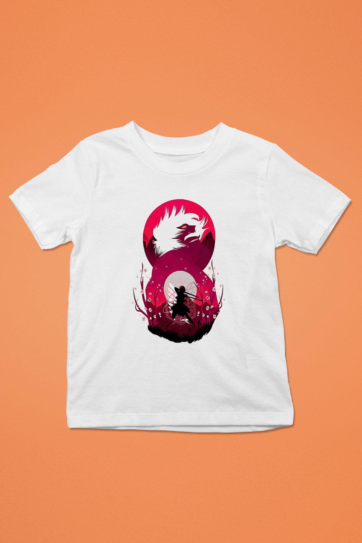 Attack On Titan Baskılı Beyaz Unisex Beyaz Çocuk Tişört - Tshirt