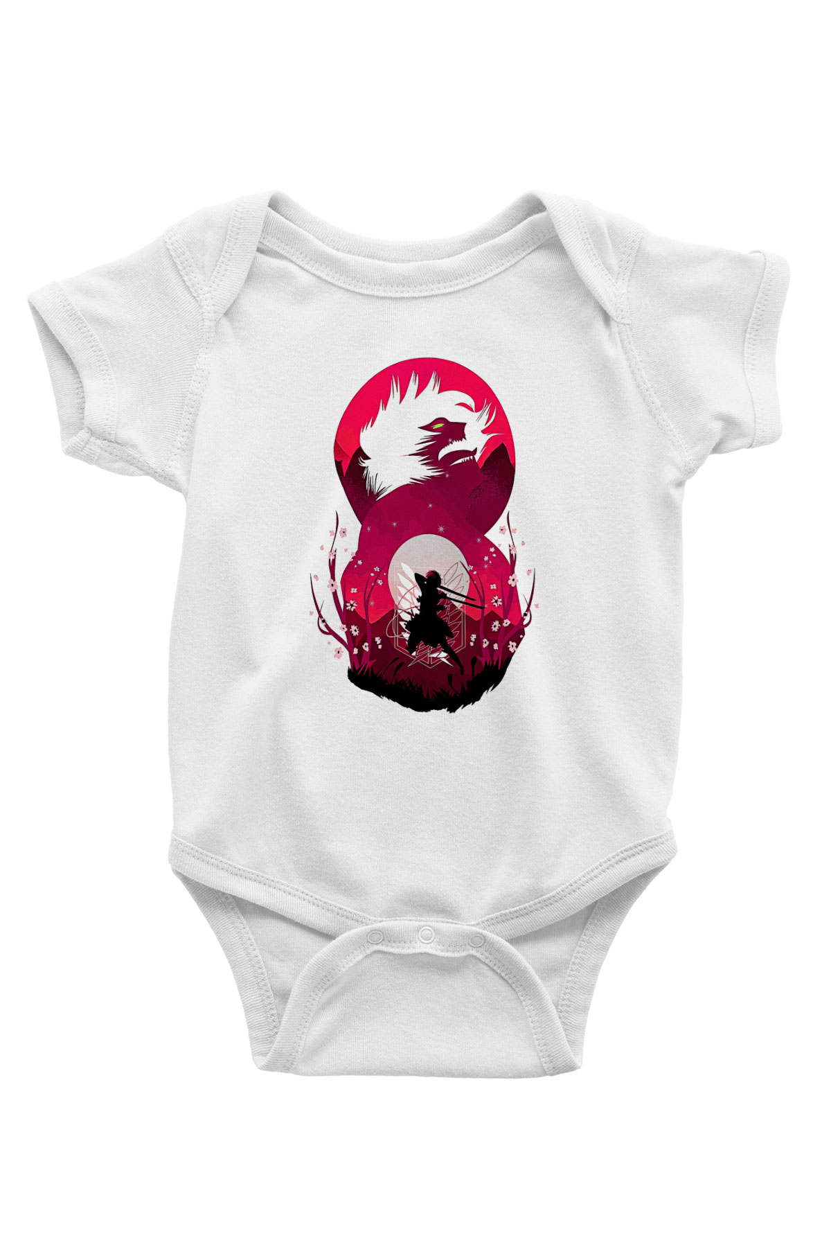 Attack On Titan Baskılı Beyaz Unisex Bebek Body - Zıbın