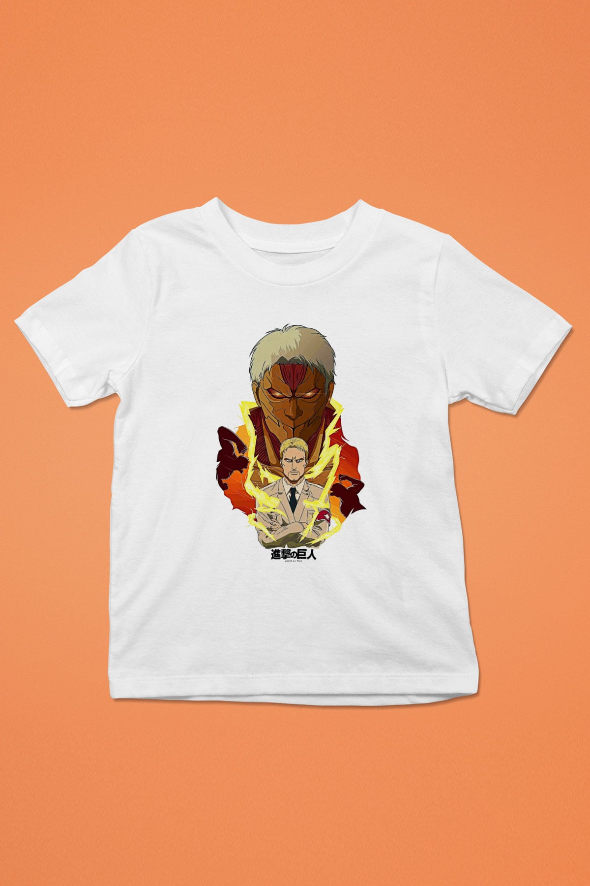 Attack On Titan Baskılı Beyaz Unisex Beyaz Çocuk Tişört - Tshirt
