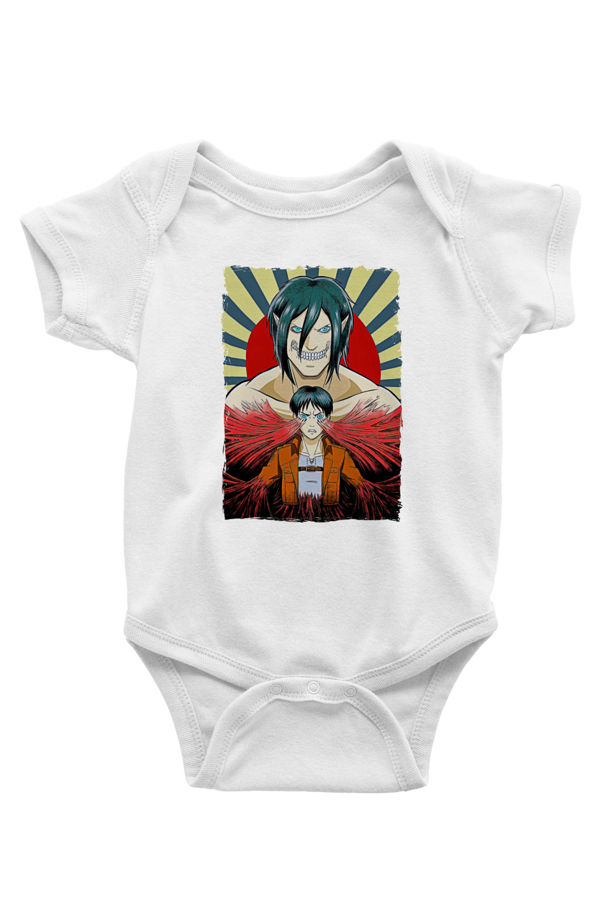 Attack On Titan Baskılı Beyaz Unisex Bebek Body - Zıbın