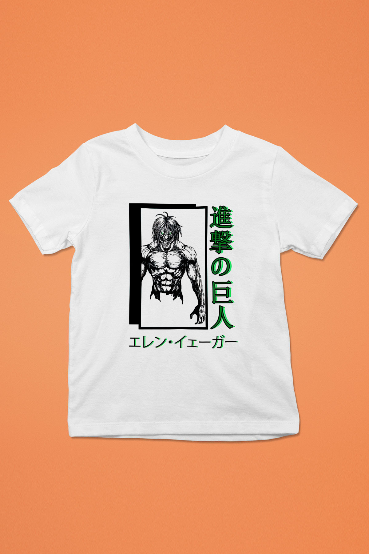 Attack On Titan Baskılı Beyaz Unisex Beyaz Çocuk Tişört - Tshirt