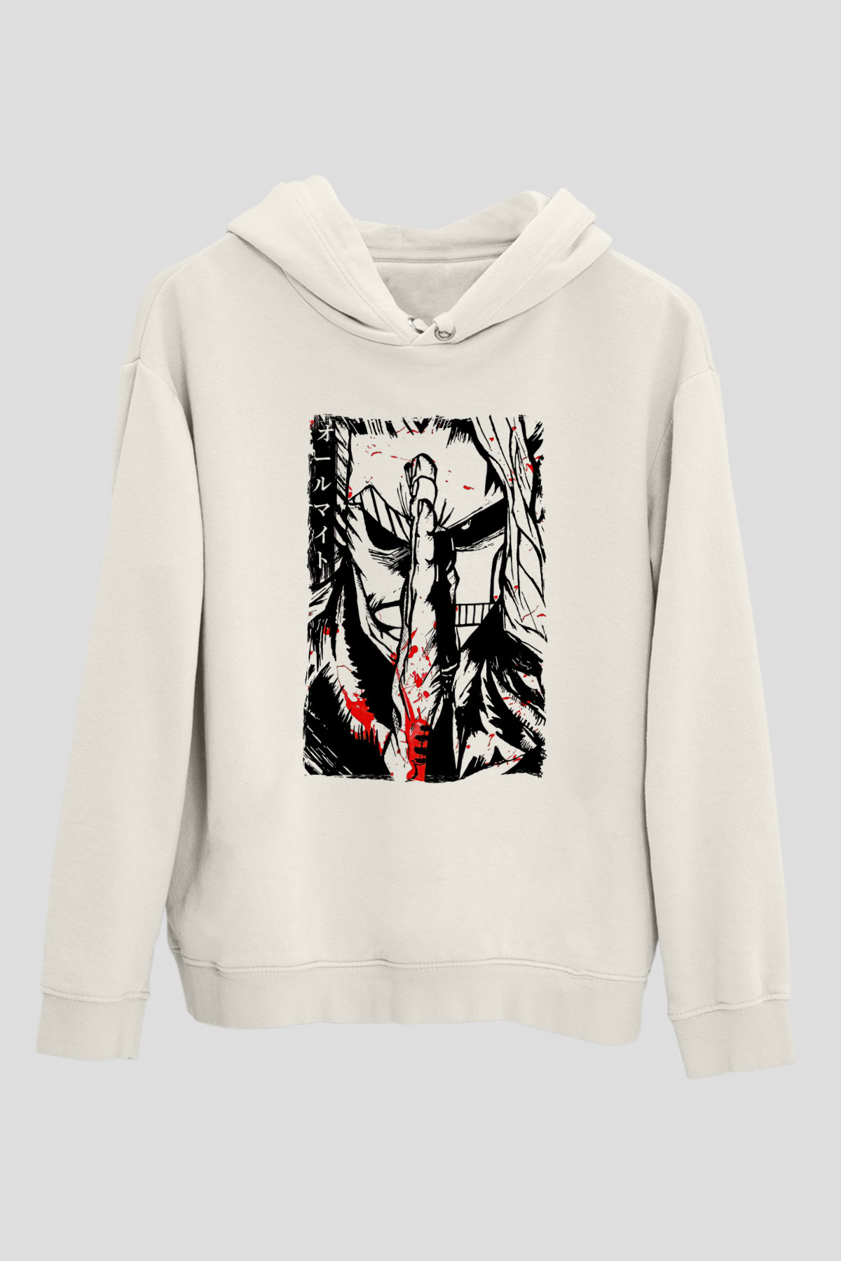 Attack On Titan Baskılı Beyaz Unisex Hoodie