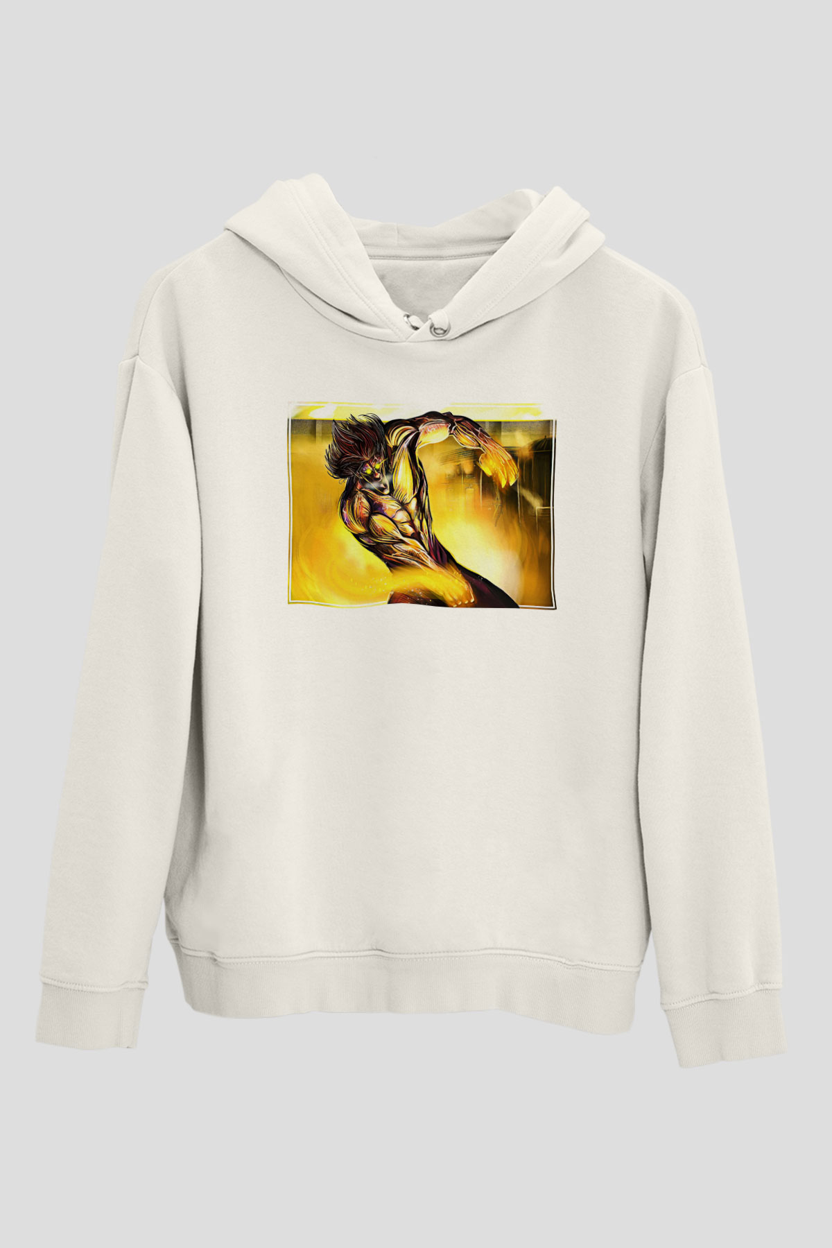 Attack On Titan Baskılı Beyaz Unisex Hoodie