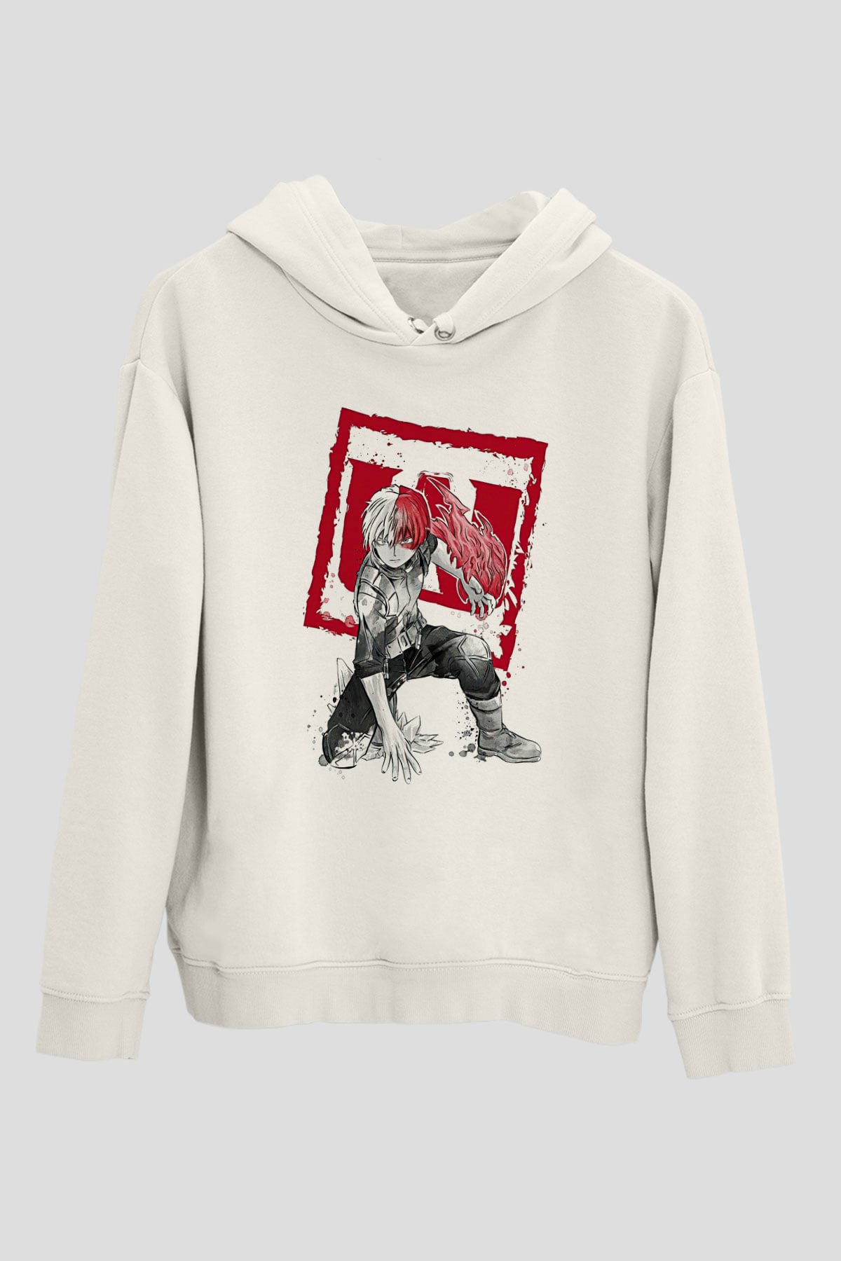 Attack On Titan Baskılı Beyaz Unisex Hoodie