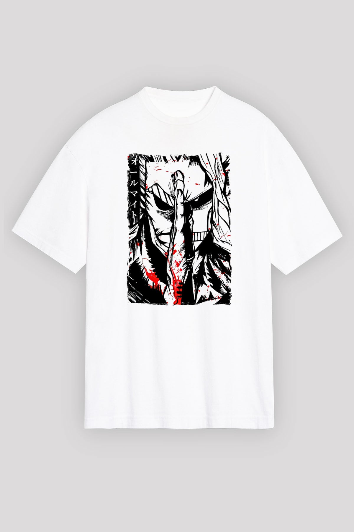 Attack On Titan Baskılı Beyaz Unisex Oversize Tişört - Tshirt