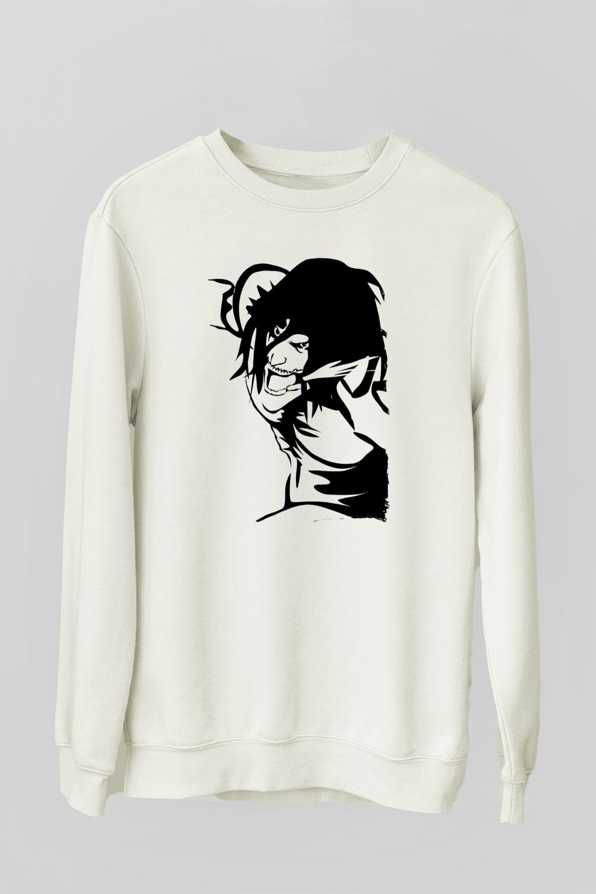 Attack On Titan Baskılı Beyaz Unisex Sweatshirt