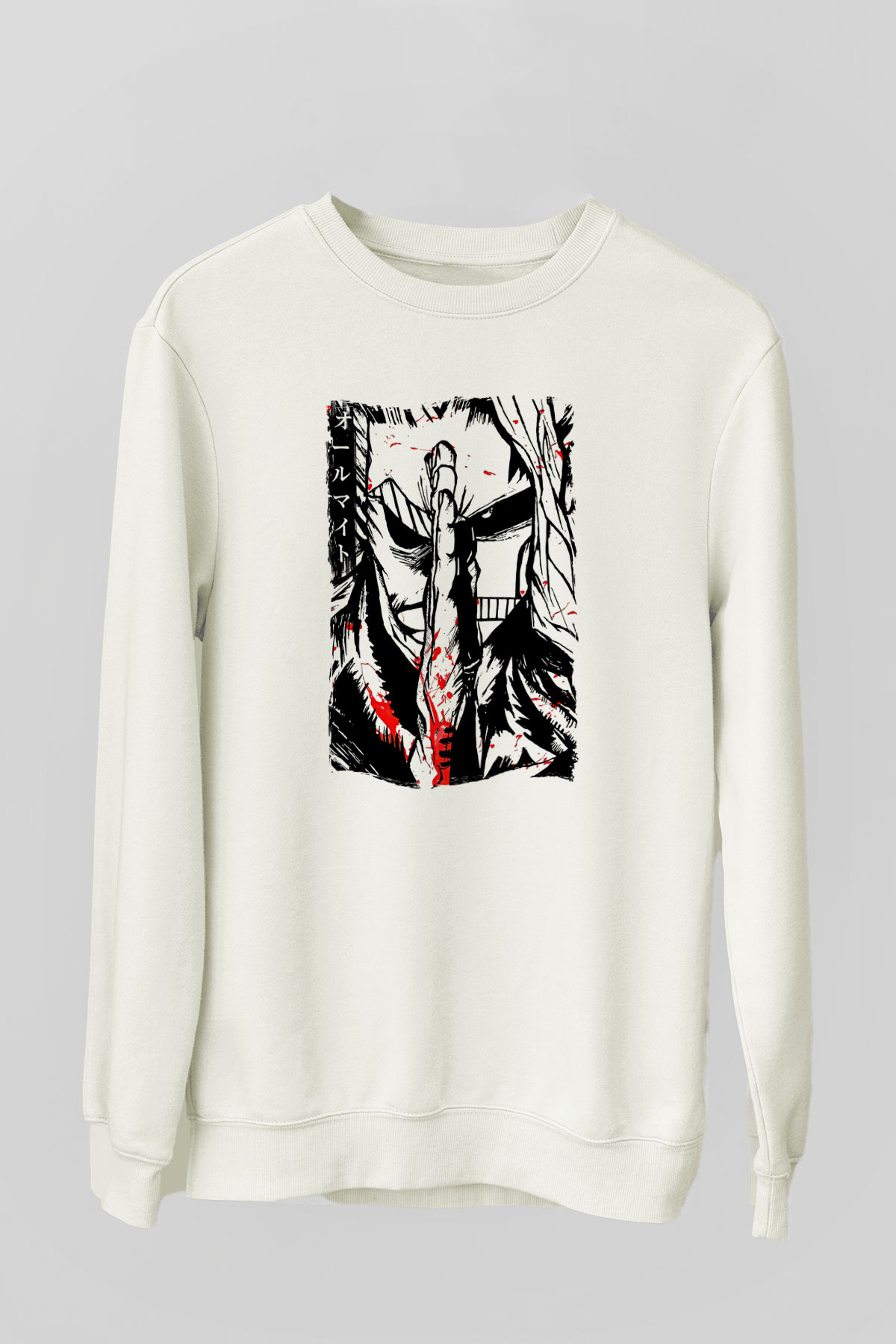 Attack On Titan Baskılı Beyaz Unisex Sweatshirt