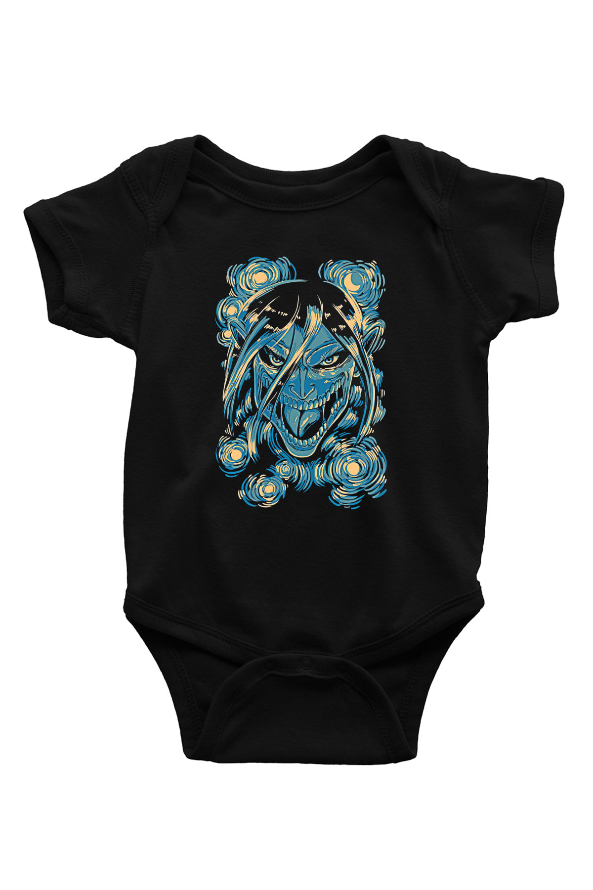 Attack On Titan Baskılı Unisex Siyah Bebek Body - Zıbın
