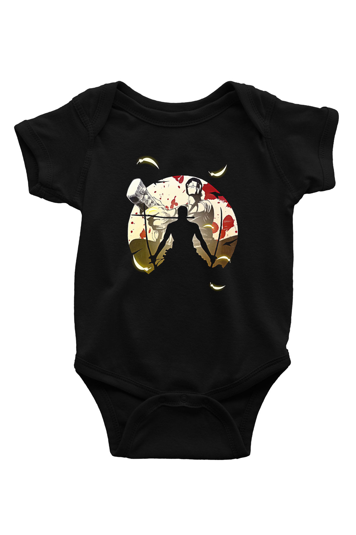 Attack On Titan Baskılı Unisex Siyah Bebek Body - Zıbın