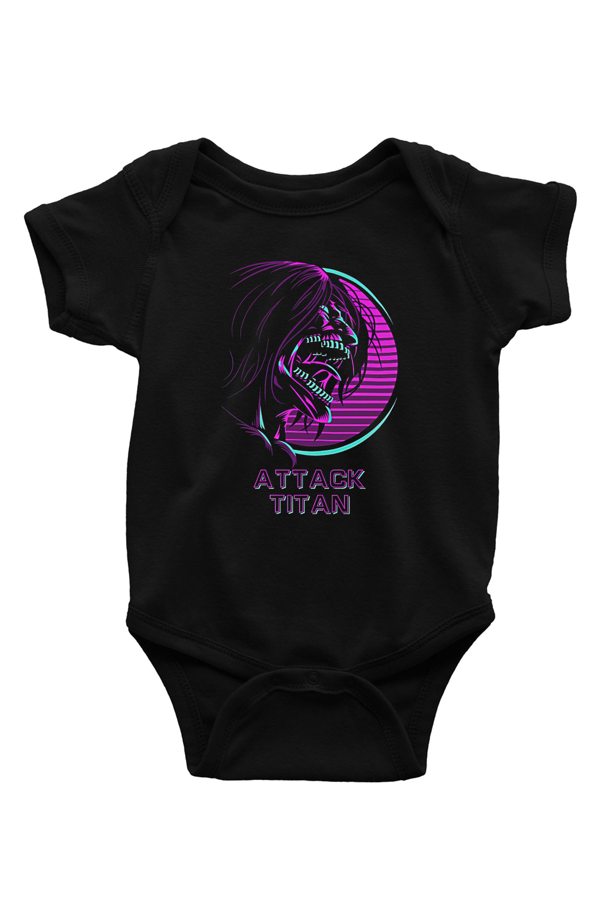 Attack On Titan Baskılı Unisex Siyah Bebek Body - Zıbın