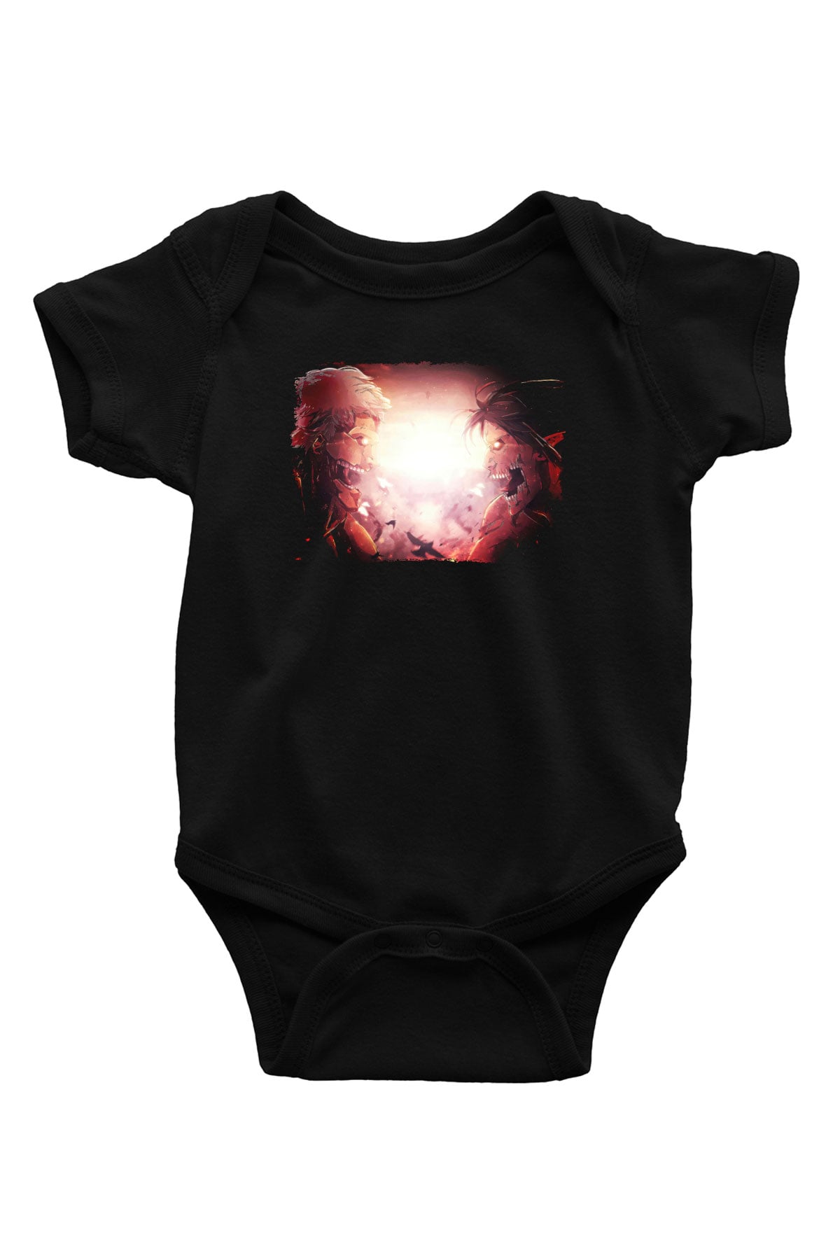 Attack On Titan Baskılı Unisex Siyah Bebek Body - Zıbın
