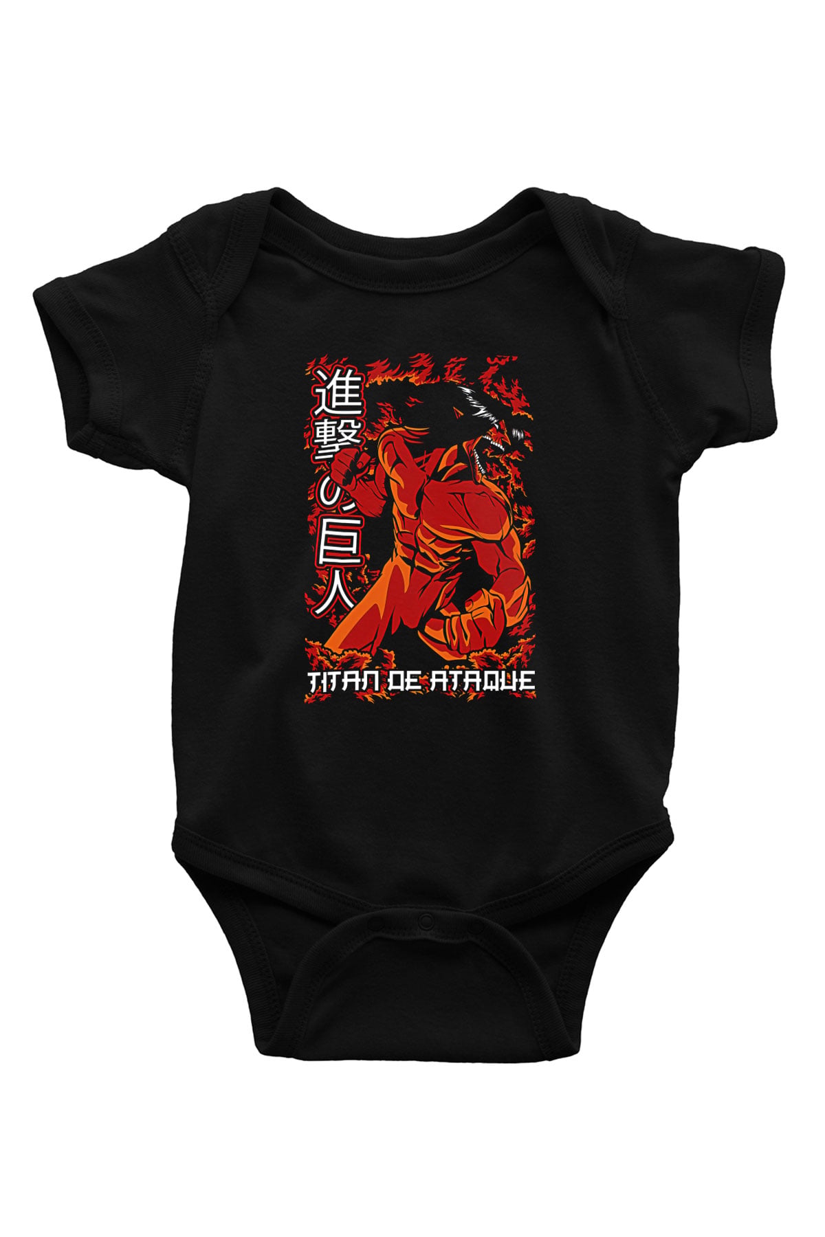 Attack On Titan Baskılı Unisex Siyah Bebek Body - Zıbın