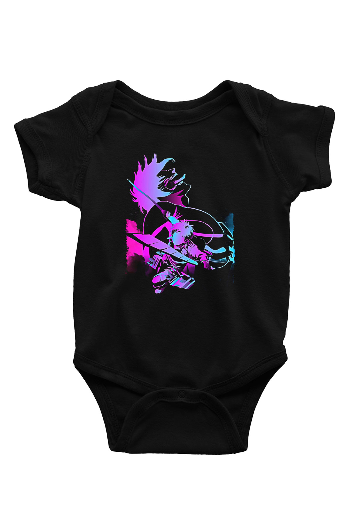 Attack On Titan Baskılı Unisex Siyah Bebek Body - Zıbın