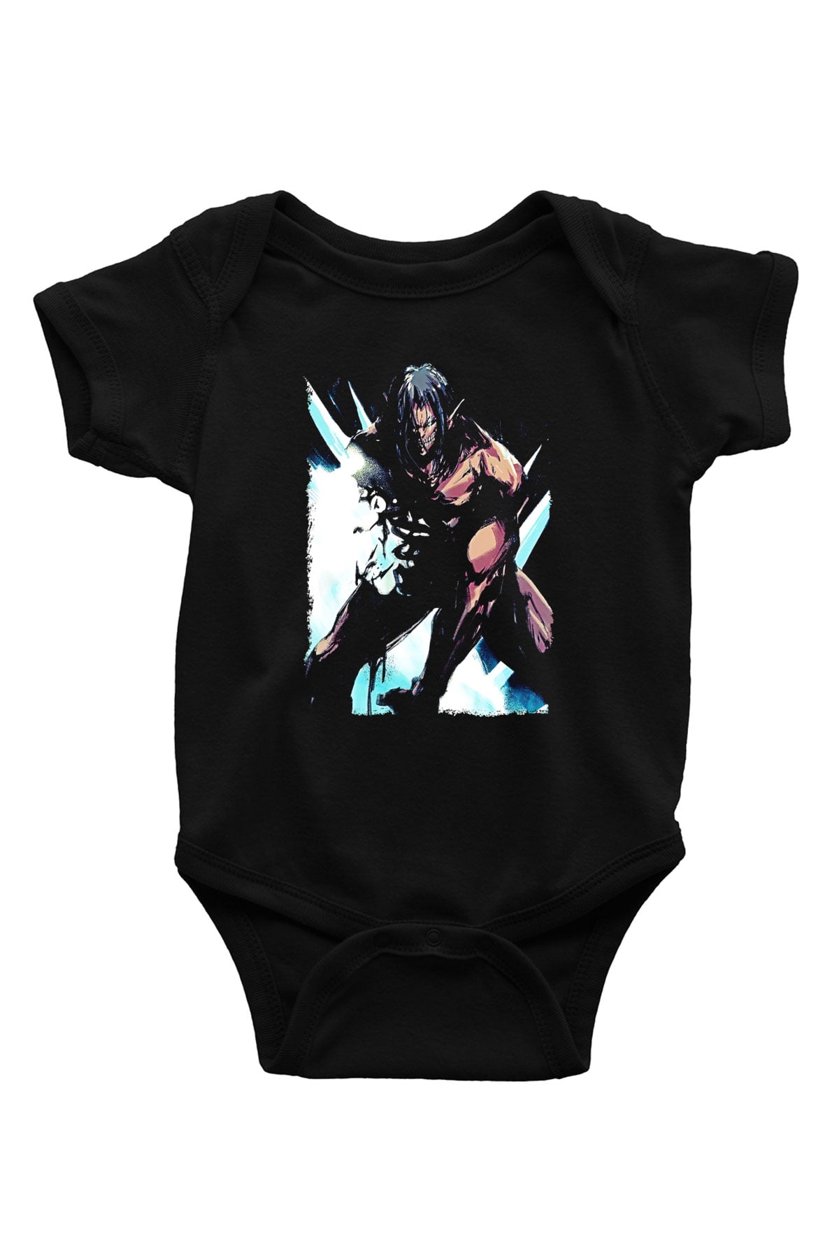Attack On Titan Baskılı Unisex Siyah Bebek Body - Zıbın