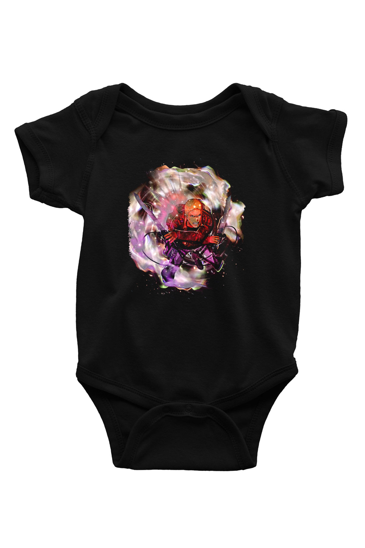 Attack On Titan Baskılı Unisex Siyah Bebek Body - Zıbın