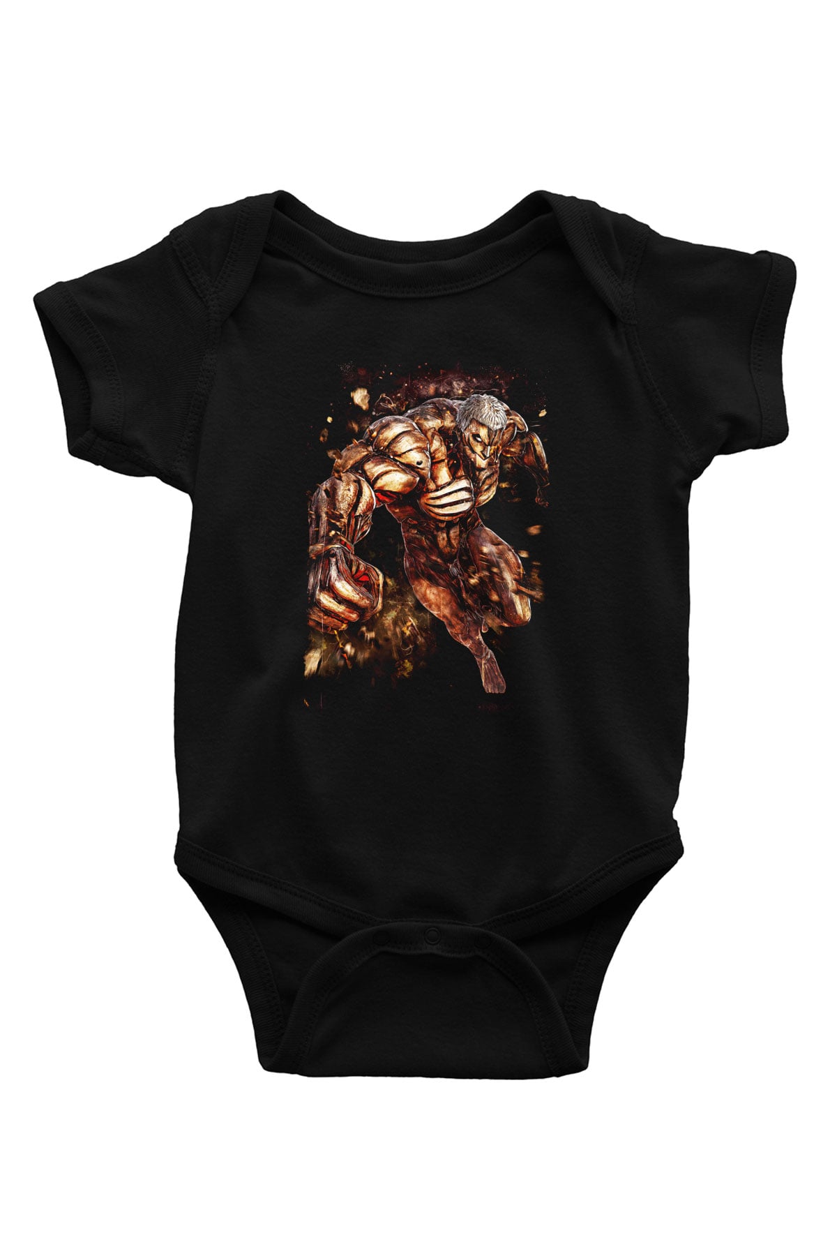 Attack On Titan Baskılı Unisex Siyah Bebek Body - Zıbın