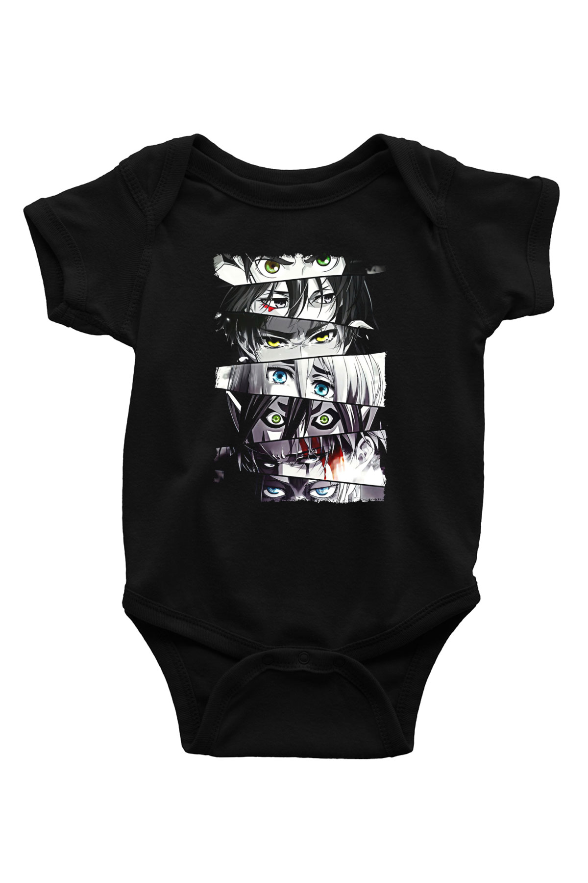 Attack On Titan Baskılı Unisex Siyah Bebek Body - Zıbın