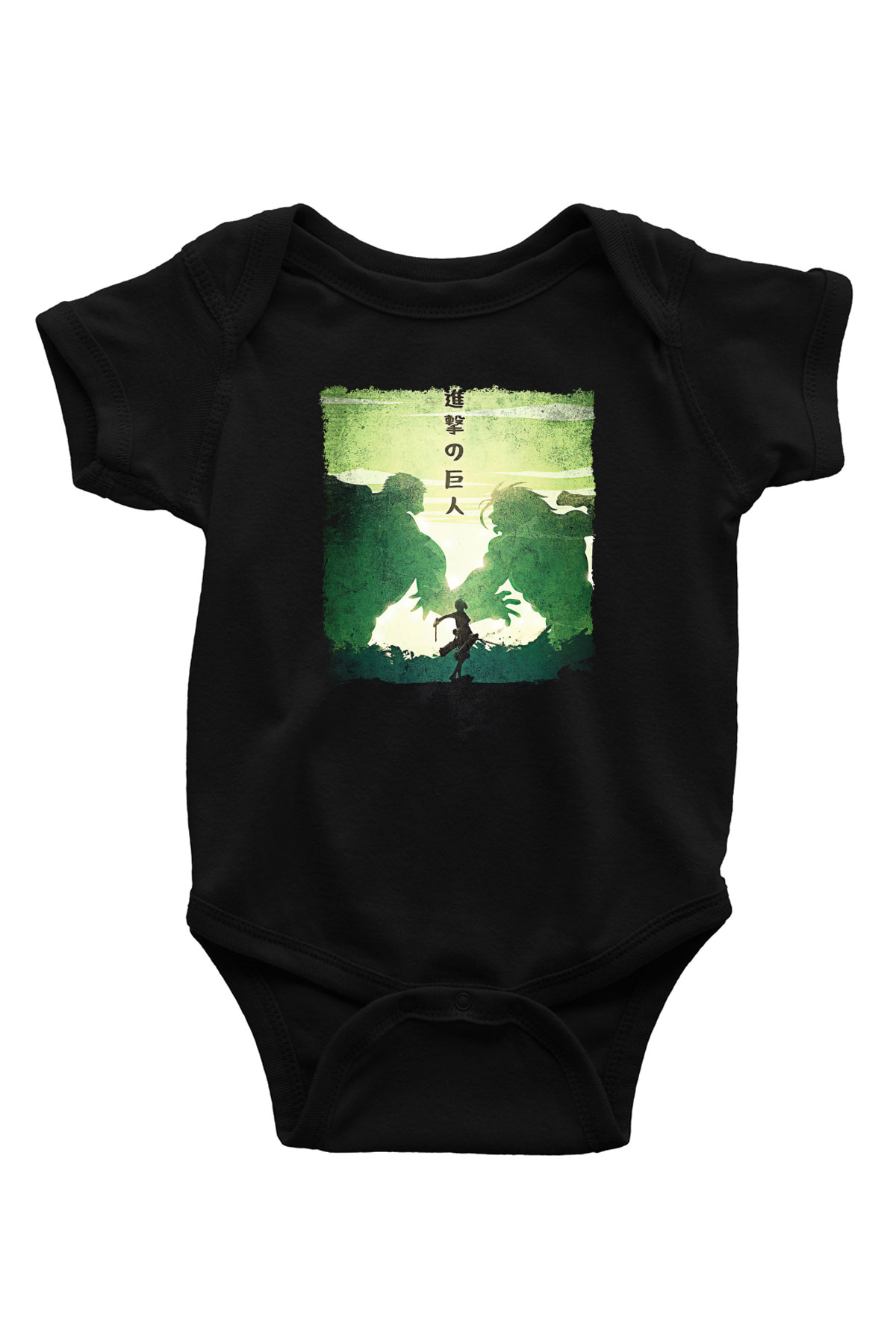 Attack On Titan Baskılı Unisex Siyah Bebek Body - Zıbın