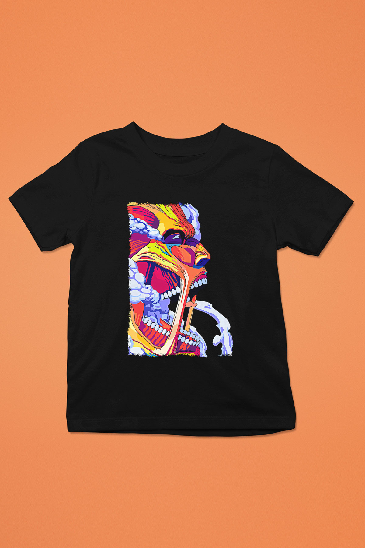 Attack On Titan Baskılı Unisex Siyah Çocuk Tişört - Tshirt