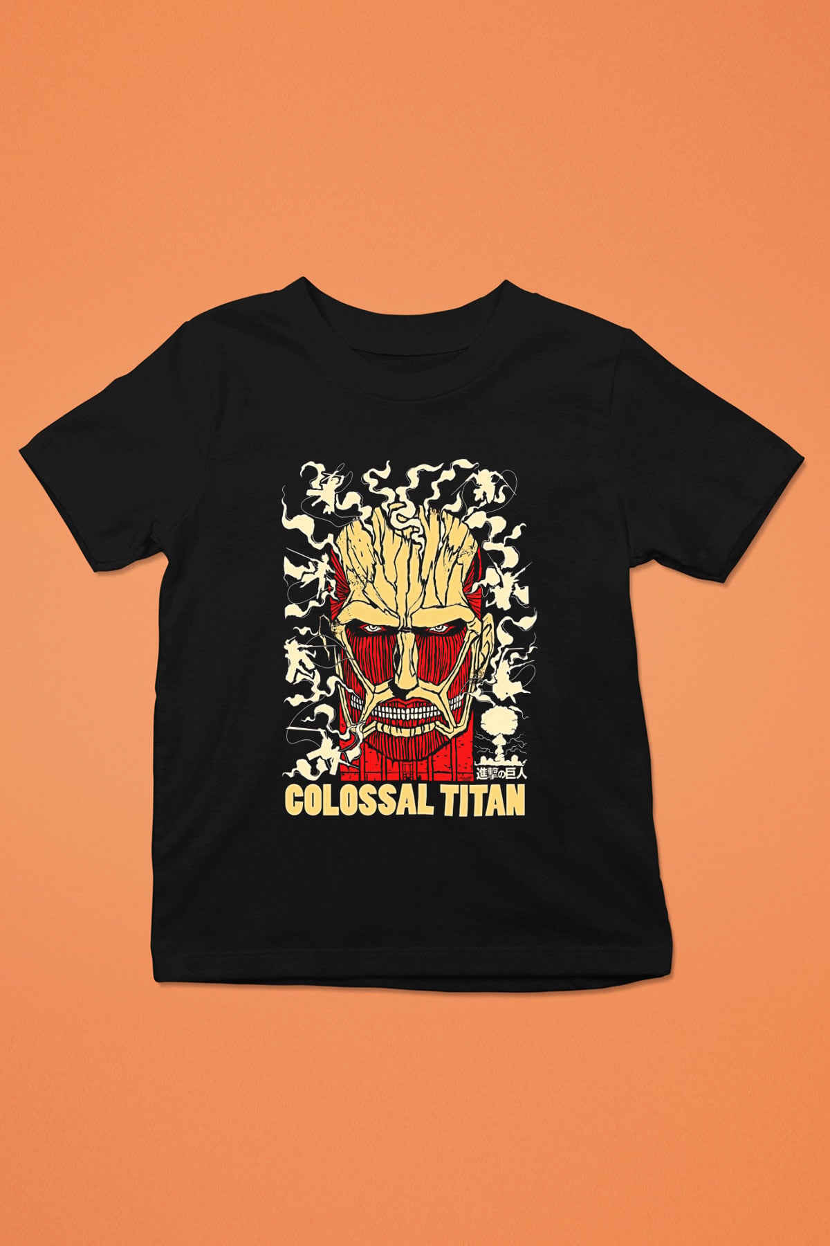Attack On Titan Baskılı Unisex Siyah Çocuk Tişört - Tshirt