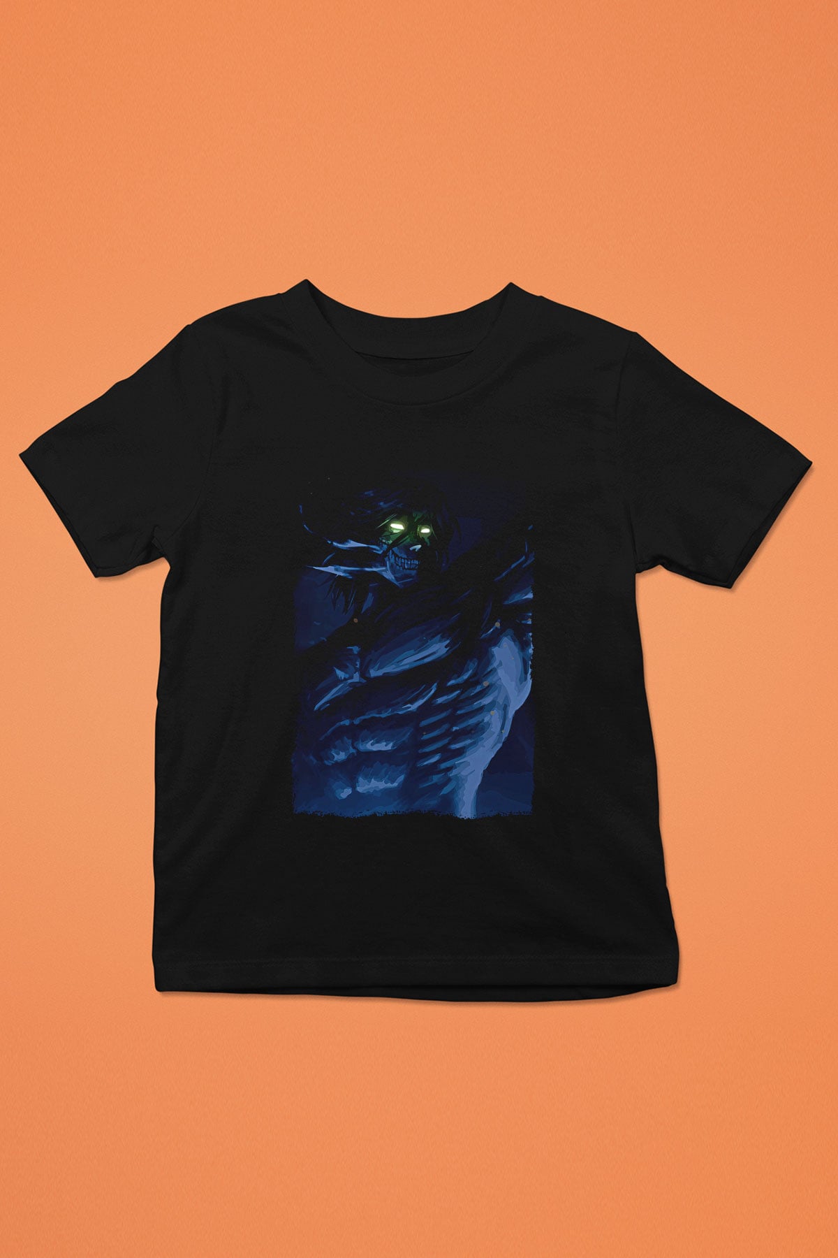 Attack On Titan Baskılı Unisex Siyah Çocuk Tişört - Tshirt