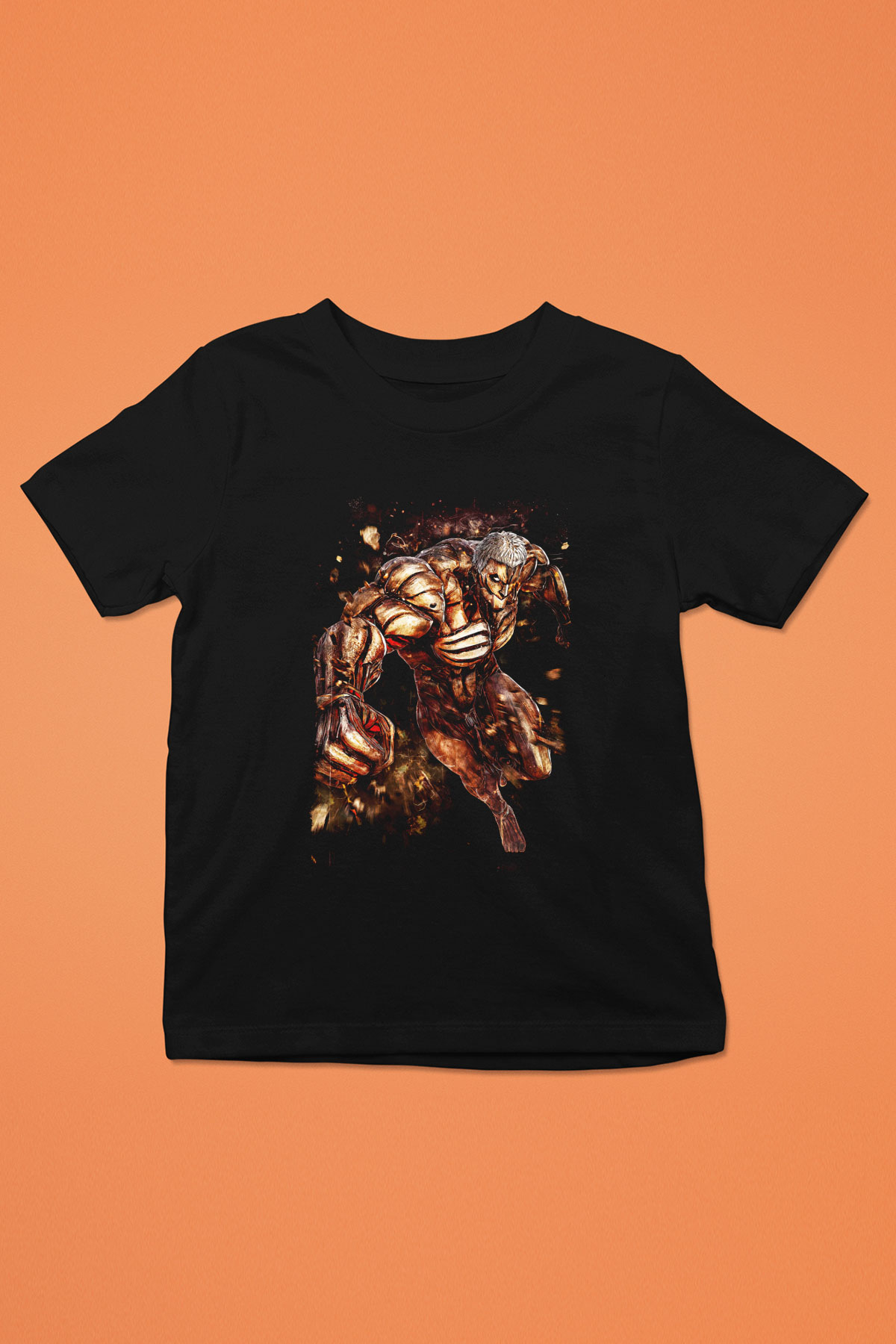 Attack On Titan Baskılı Unisex Siyah Çocuk Tişört - Tshirt