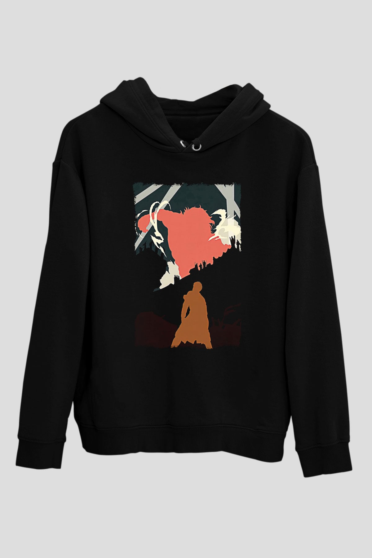 Attack On Titan Baskılı Unisex Siyah Hoodie
